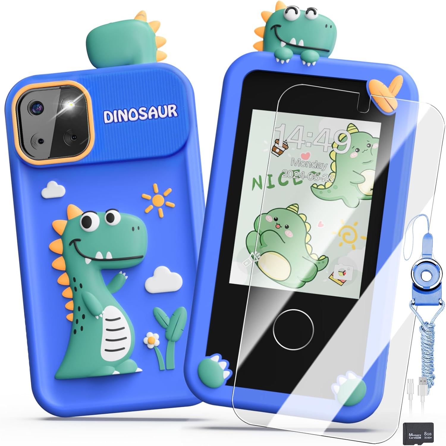 Téléphone Intelligent Dinosaure pour Enfants | Mini Téléphone Jouet avec 16 Jeux Éducatifs et Appareil Photo pour Enfants de 3 à 9 Ans King of Toys