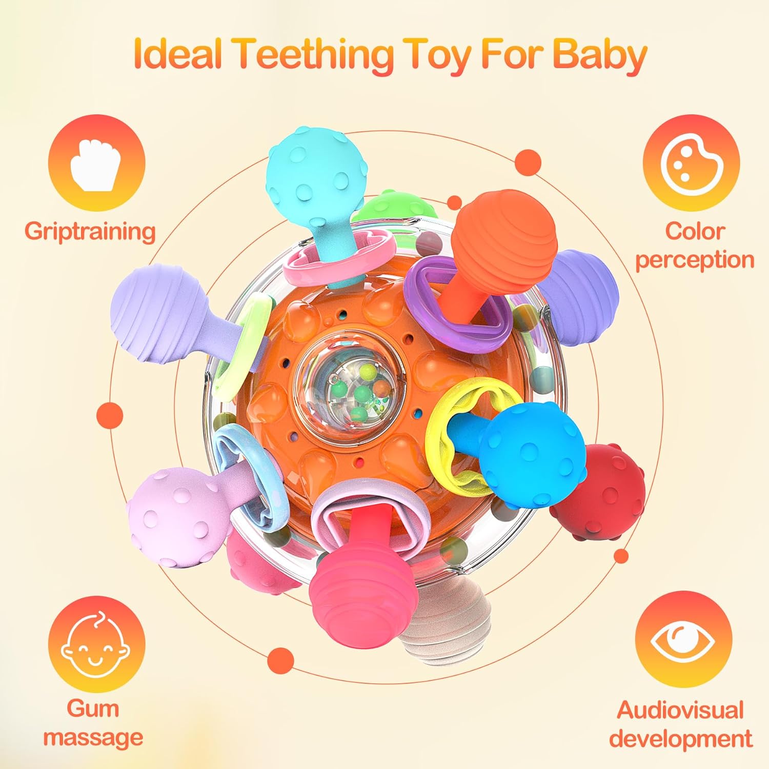 Jouets de Dentition Sensoriels pour Bébé | Jouets Montessori pour Infants de 2, 4, 6, 12, 18, 24 Mois King of Toys