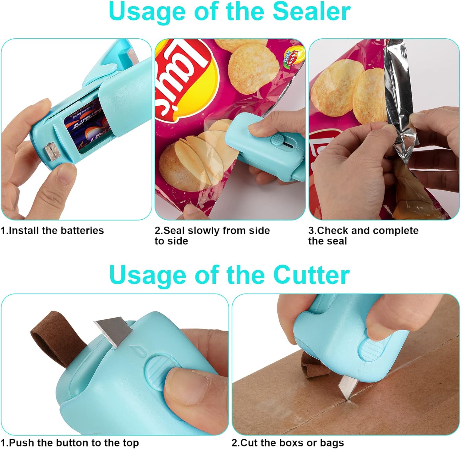 Scelleuse de Sachets l Scelleuse Thermique avec Coupeur & Aimant l Mini Machine à Sceller Portable (2 Piles AA Incluses) King of Toys