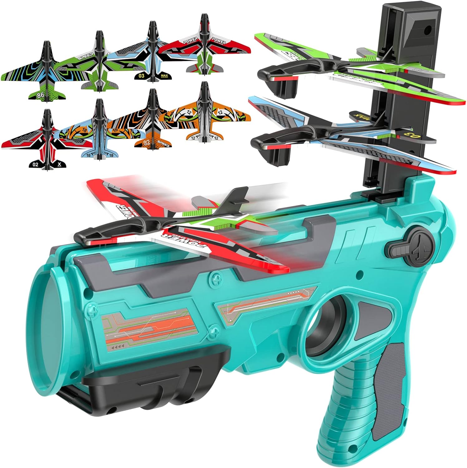 Catapulte Avion avec 8 Planeurs - Jouets d'Extérieur pour Enfants de 5, 6 Ans et Plus Speelgoed Koning