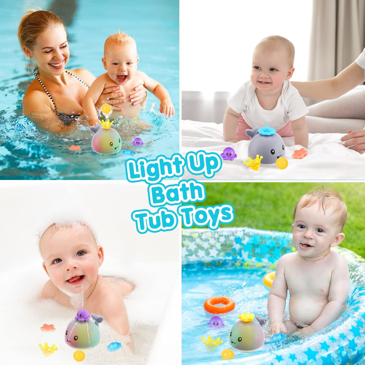 Jouet de bain Baleine avec fontaine + 4 positions l Jouets de bain 6, 12, 18 mois De Speelgoed Koning