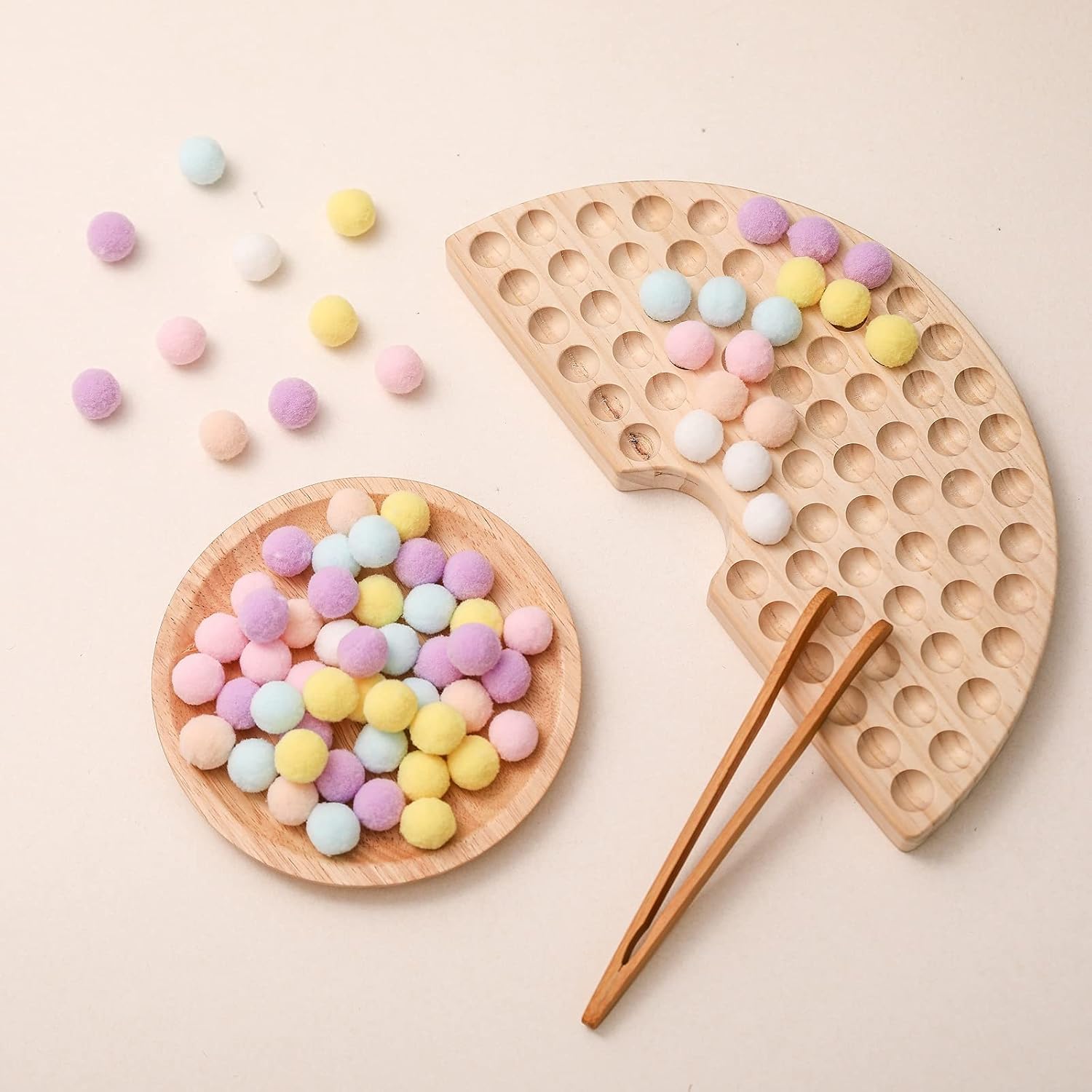 Jeu de Perles et Planche en Bois Montessori | Jouet éducatif pour tout-petits | Tri des couleurs et comptage | Développement de la motricité fine