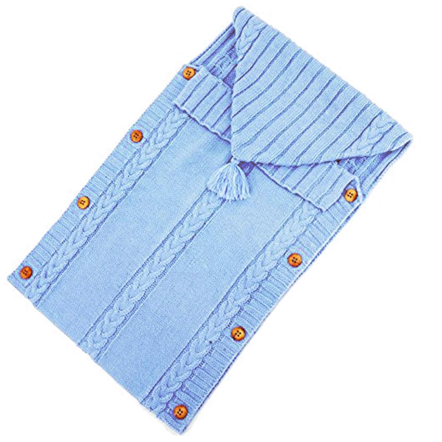 Sac de Couchage Bébé en Tricot Épais pour Nouveau-Né 0-6 Mois - Couverture d'Emmaillotage Laine avec Capuche - Cadeau de Naissance Hiver