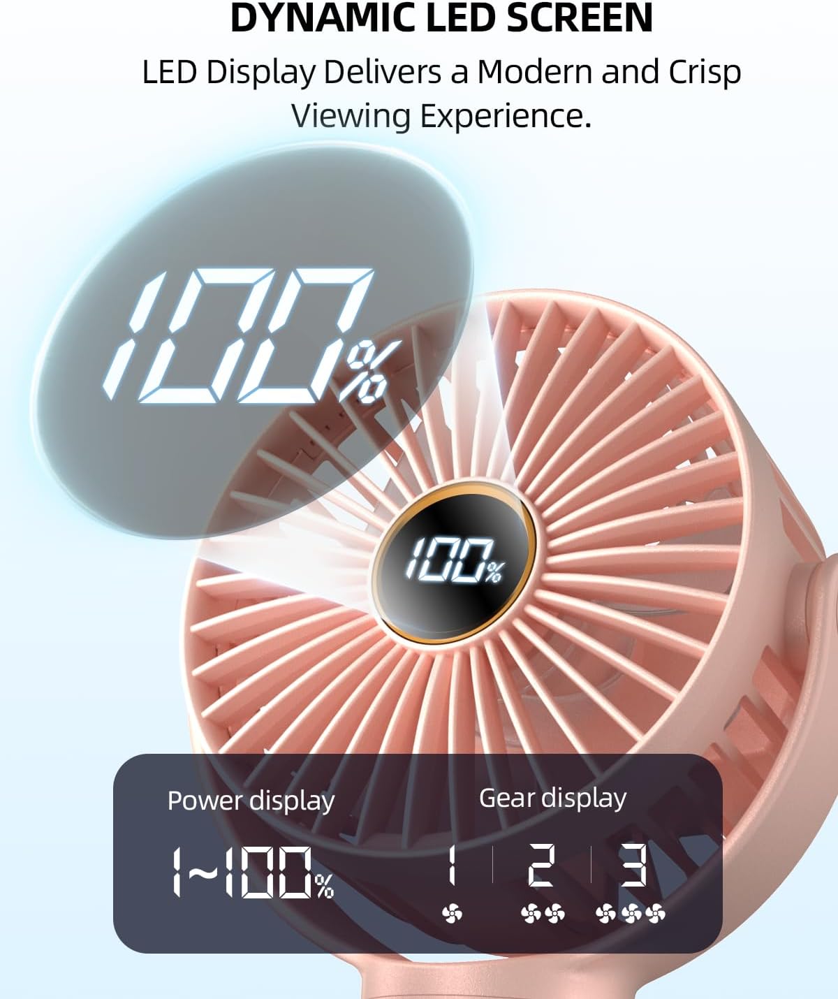 Ventilateur Portable Rechargeable pour Poussette et Voyage - Mini Ventilateur à Pince Flexible 360° avec Affichage Numérique - Essentiel Bébé Été