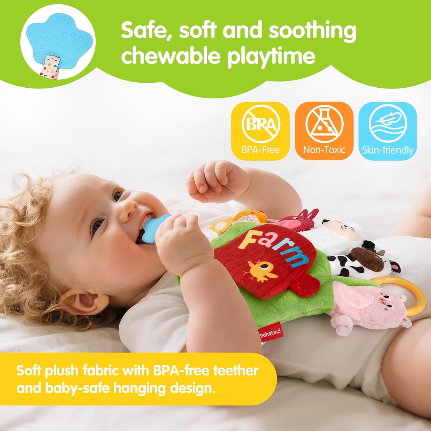 Gant Marionnette d'Éveil Sensoriel pour Bébé 6-12 Mois - Jouet Montessori Animaux de la Ferme avec Hochet, Anneau de Dentition et Miroir pour Garçons et Filles