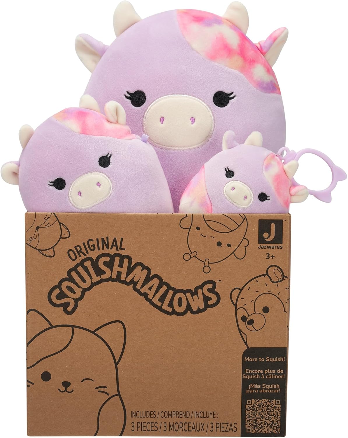 Squishmallows Suri Sunset Cow | Lot de 3 Peluches Originales