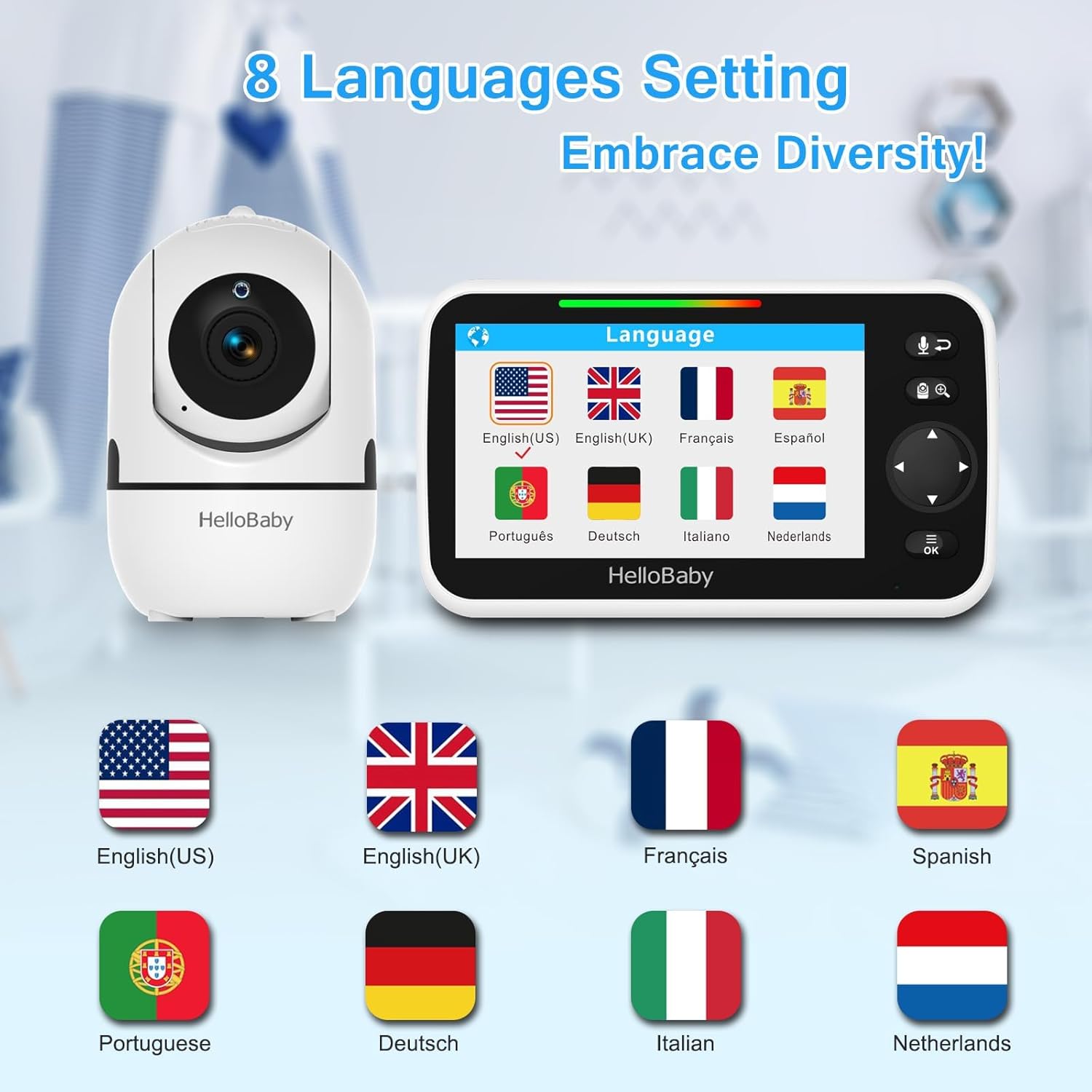 Moniteur Bébé Vidéo Sans WiFi 5 Pouces - Caméra Inclinable, Zoom et Vision Nocturne - Portée 300m et Longue Autonomie