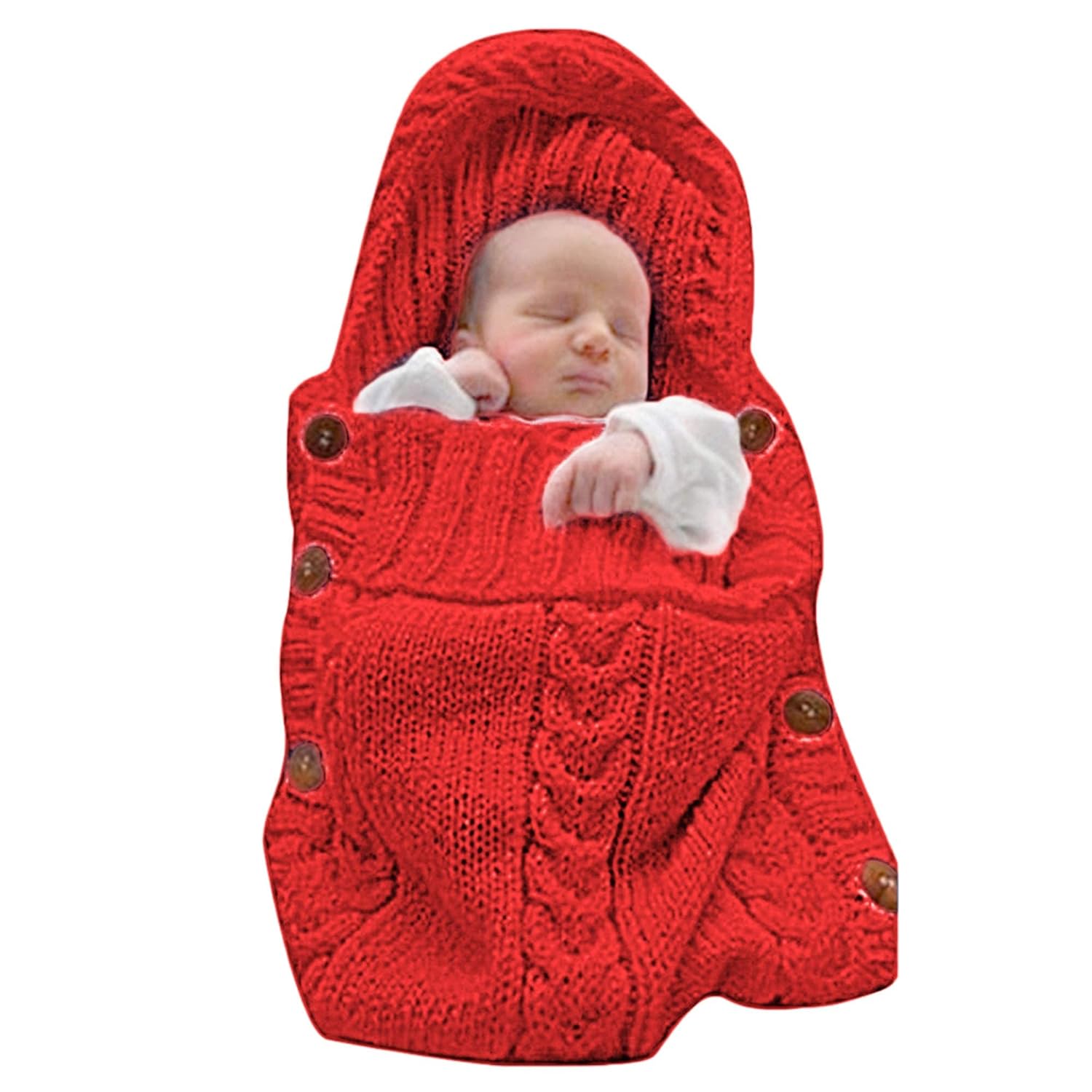 Sac de Couchage Bébé en Tricot Épais pour Nouveau-Né 0-6 Mois - Couverture d'Emmaillotage Laine avec Capuche - Cadeau de Naissance Hiver