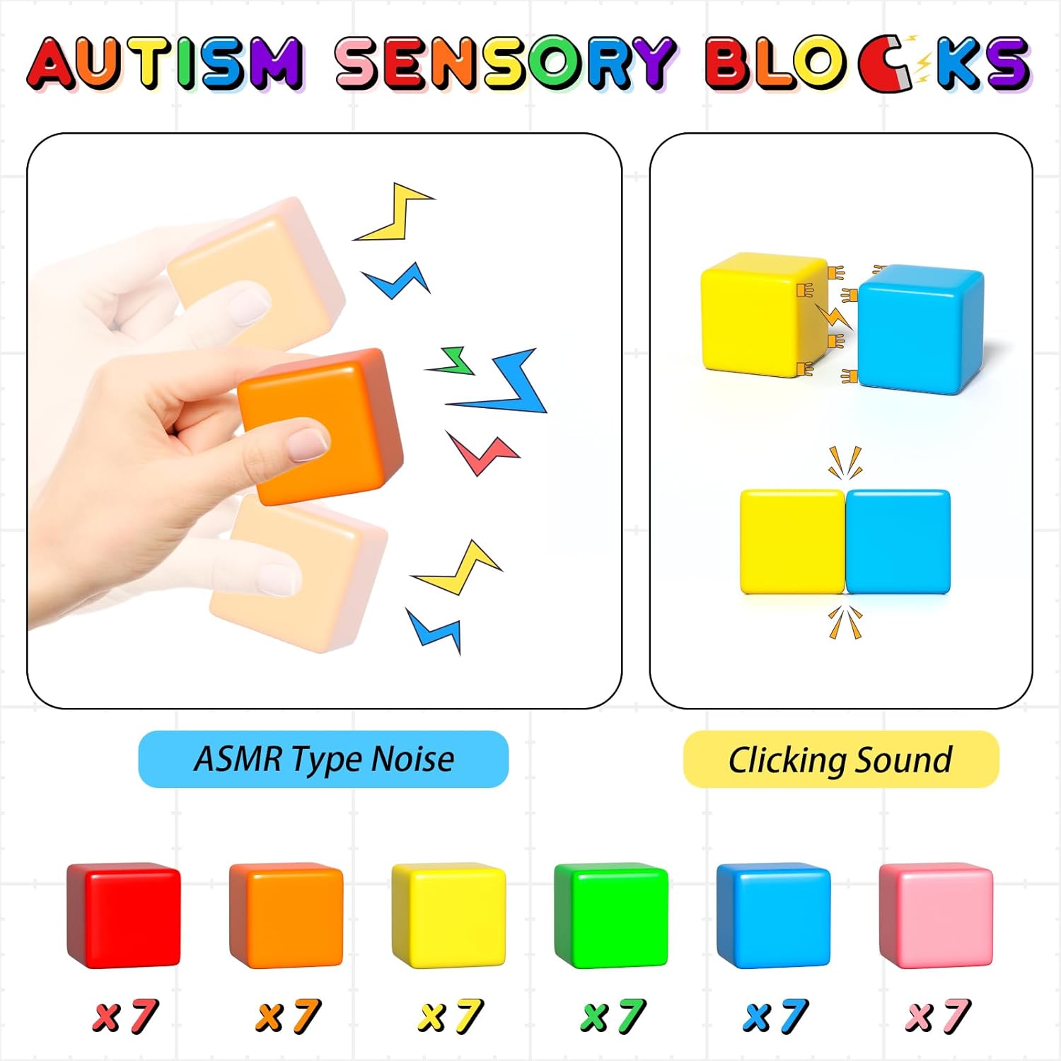 Blocs de construction magnétiques 42PCS | Jouet sensoriel Montessori pour les 3-8 ans | Cadeau éducatif STEM pour garçons et filles