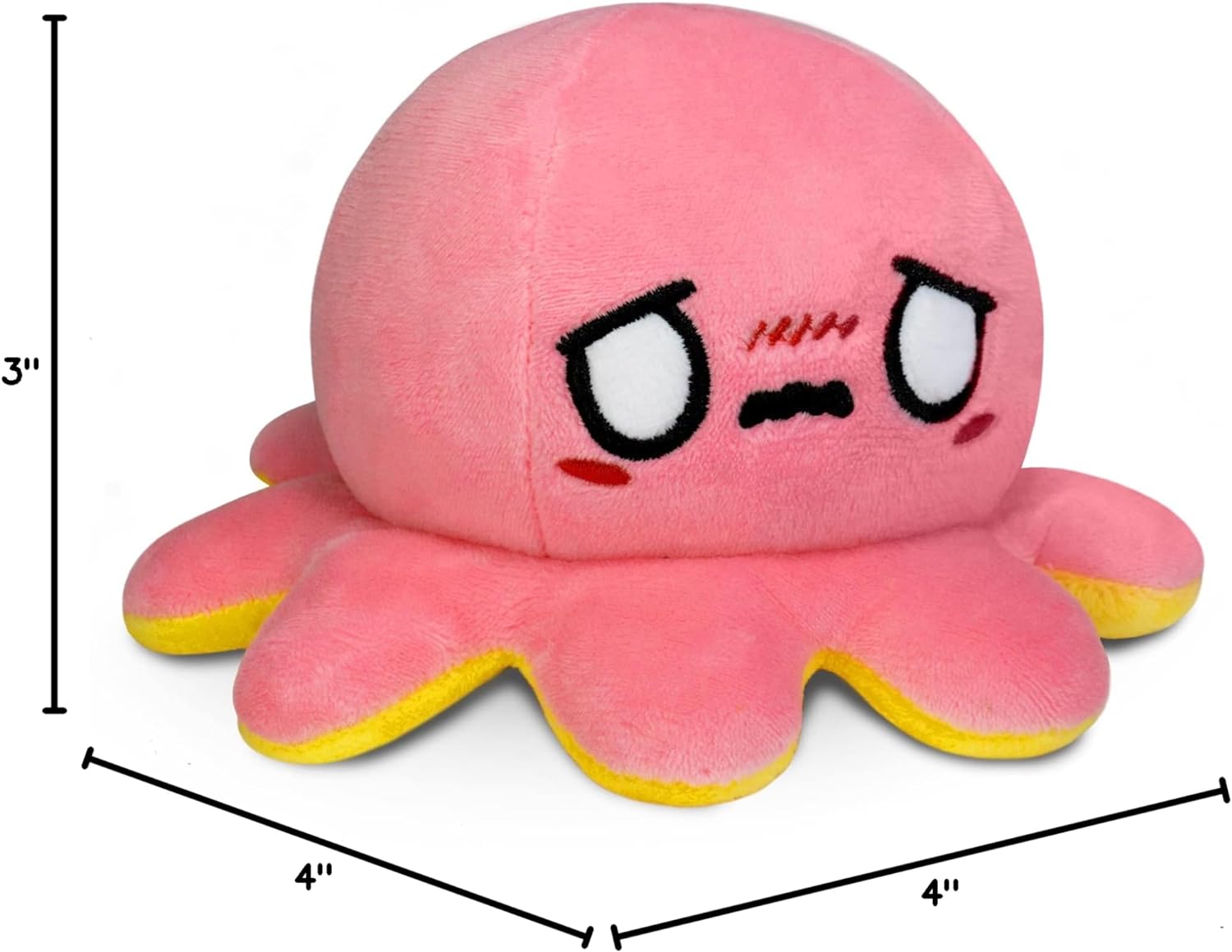 Peluche Octopus Réversible - Violet + Bleu - Mignons Animaux en Peluche Sensory Fidget Qui Montre Votre Humeur, Bleu en Colère + Violet Heureux, 10 cm De Speelgoed Koning