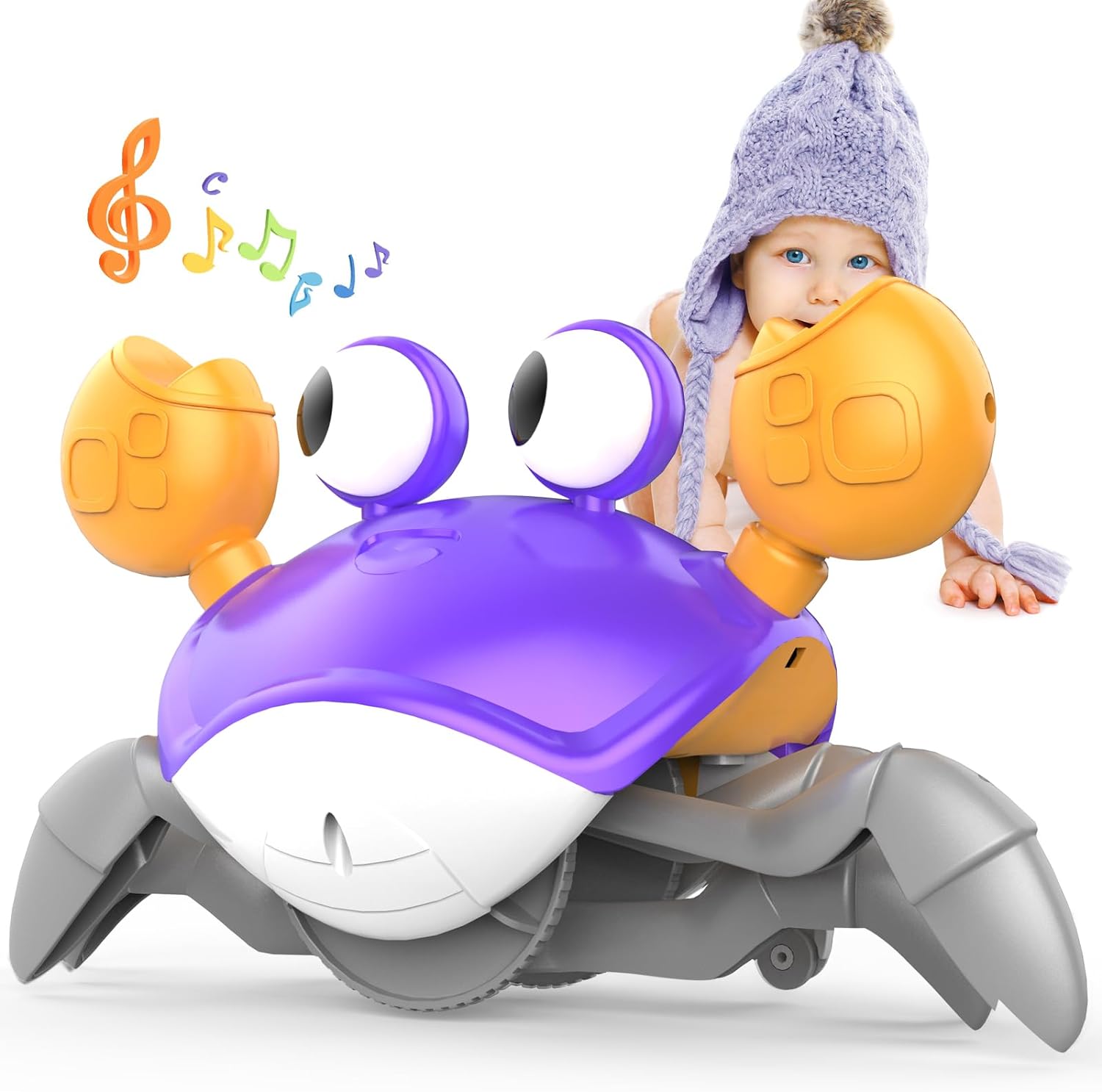 Jouets Bébé Crabe Rampant - Cadeaux Jouet Tummy Time pour Garçons et Filles de 3 à 12 Mois avec Système d'Apprentissage du Rampement et Musique King of Toys