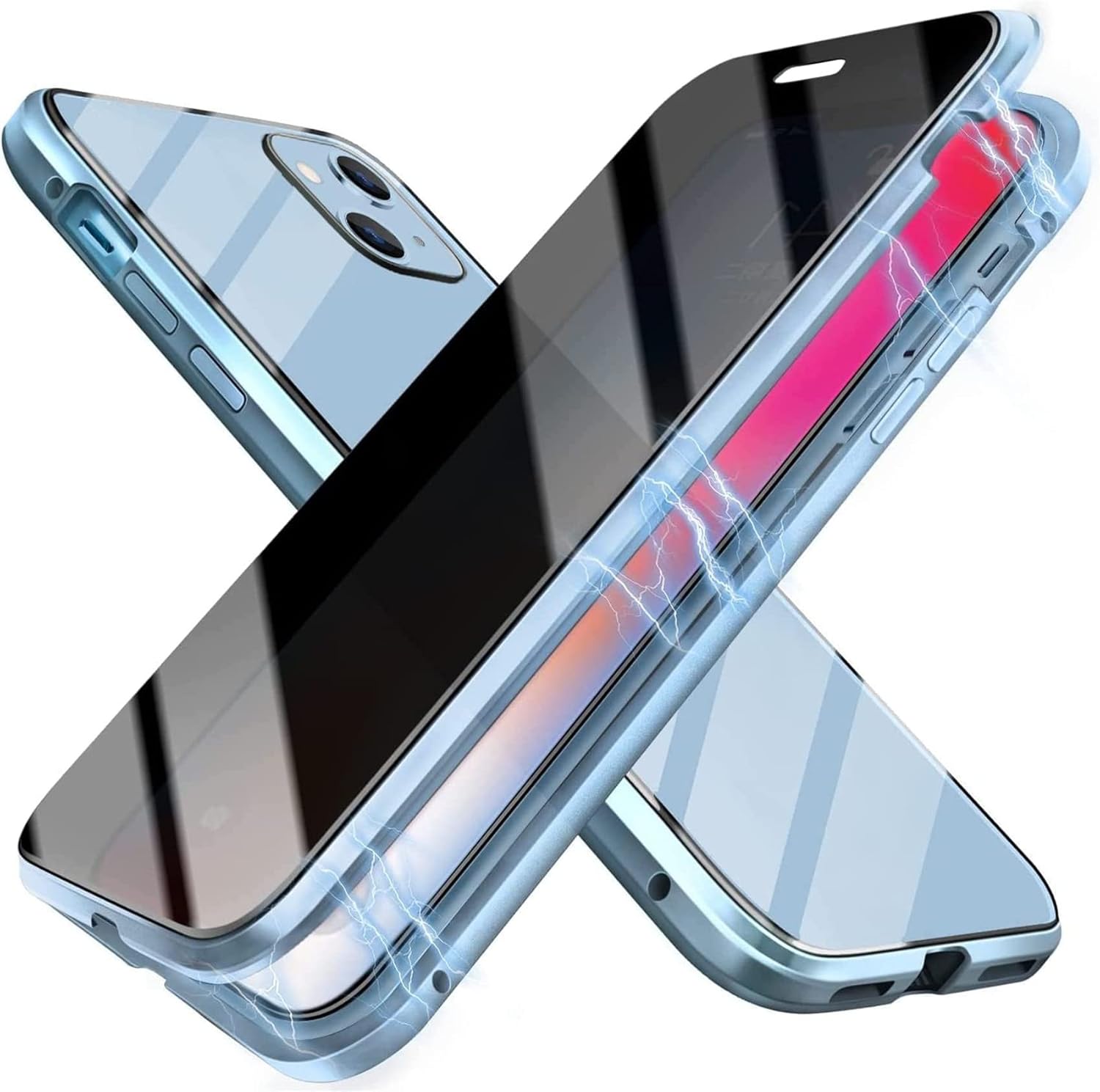 Coque de protection anti-regard magnétique pour iPhone | Coque en verre trempé anti-espion pour iPhone avec protecteur d'écran de confidentialité King of Toys