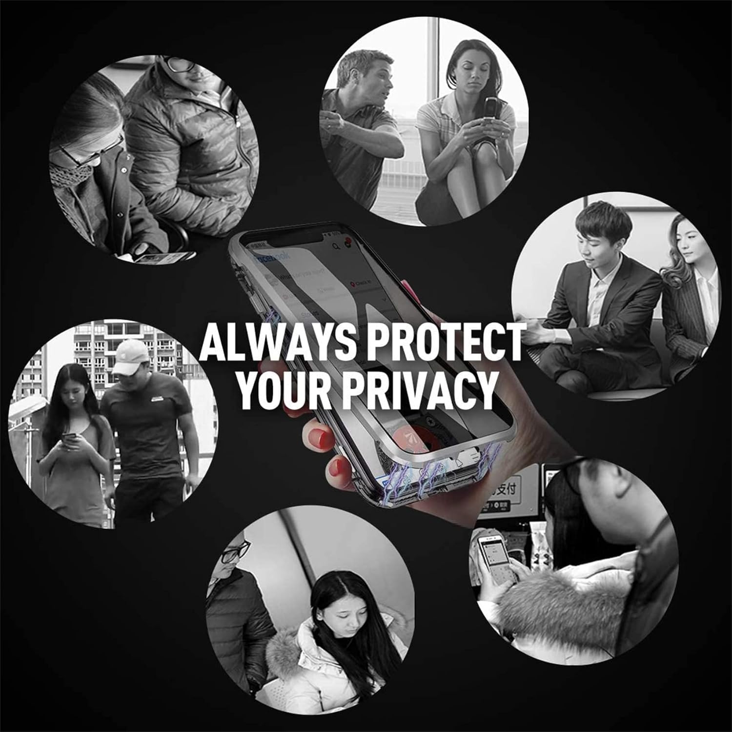Coque de protection anti-regard magnétique pour iPhone | Coque en verre trempé anti-espion pour iPhone avec protecteur d'écran de confidentialité King of Toys