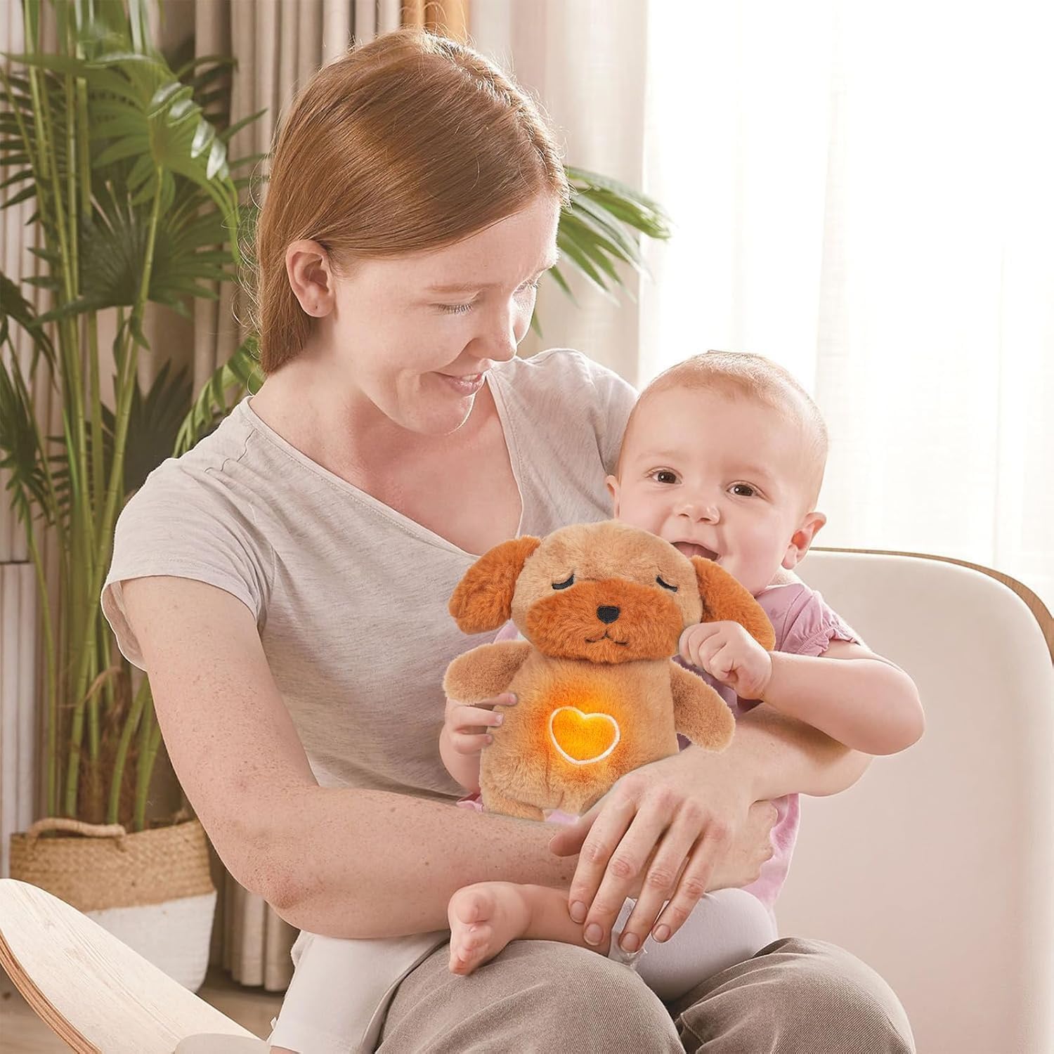 Peluche Chien Respirant Apaisant | Animal en Peluche pour Anxiété | Mouvement Respiratoire Réaliste avec Lumières & Musique | Jouet Relaxation pour Enfants & Adultes King of Toys
