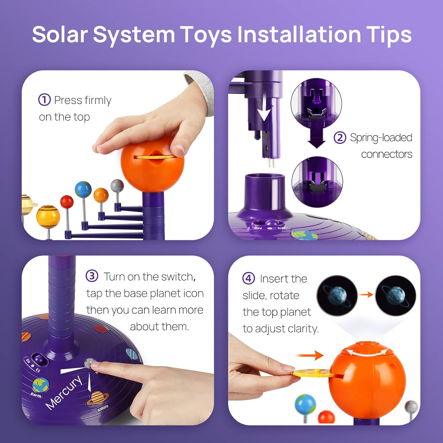 Modèle Système Solaire Enfant | Projecteur Astronomie Interactif | Jouet Éducatif pour Découverte de l’Espace 3-5 Ans King of Toys