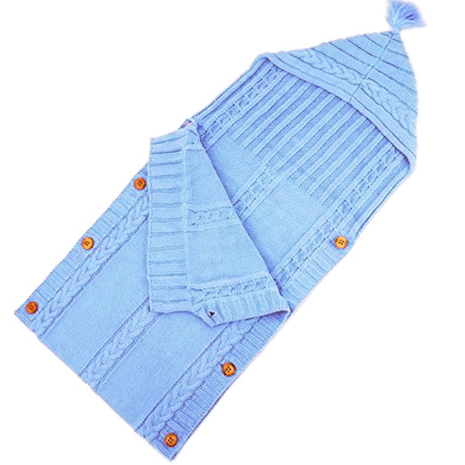 Sac de Couchage Bébé en Tricot Épais pour Nouveau-Né 0-6 Mois - Couverture d'Emmaillotage Laine avec Capuche - Cadeau de Naissance Hiver