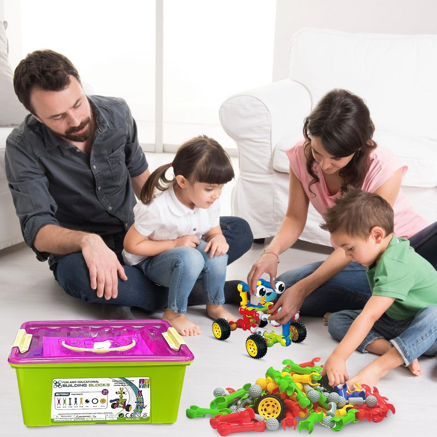 Jeu de 125 Pièces STEM Blocs de Construction | Jouet Éducatif pour Enfants de 3 à 8 Ans