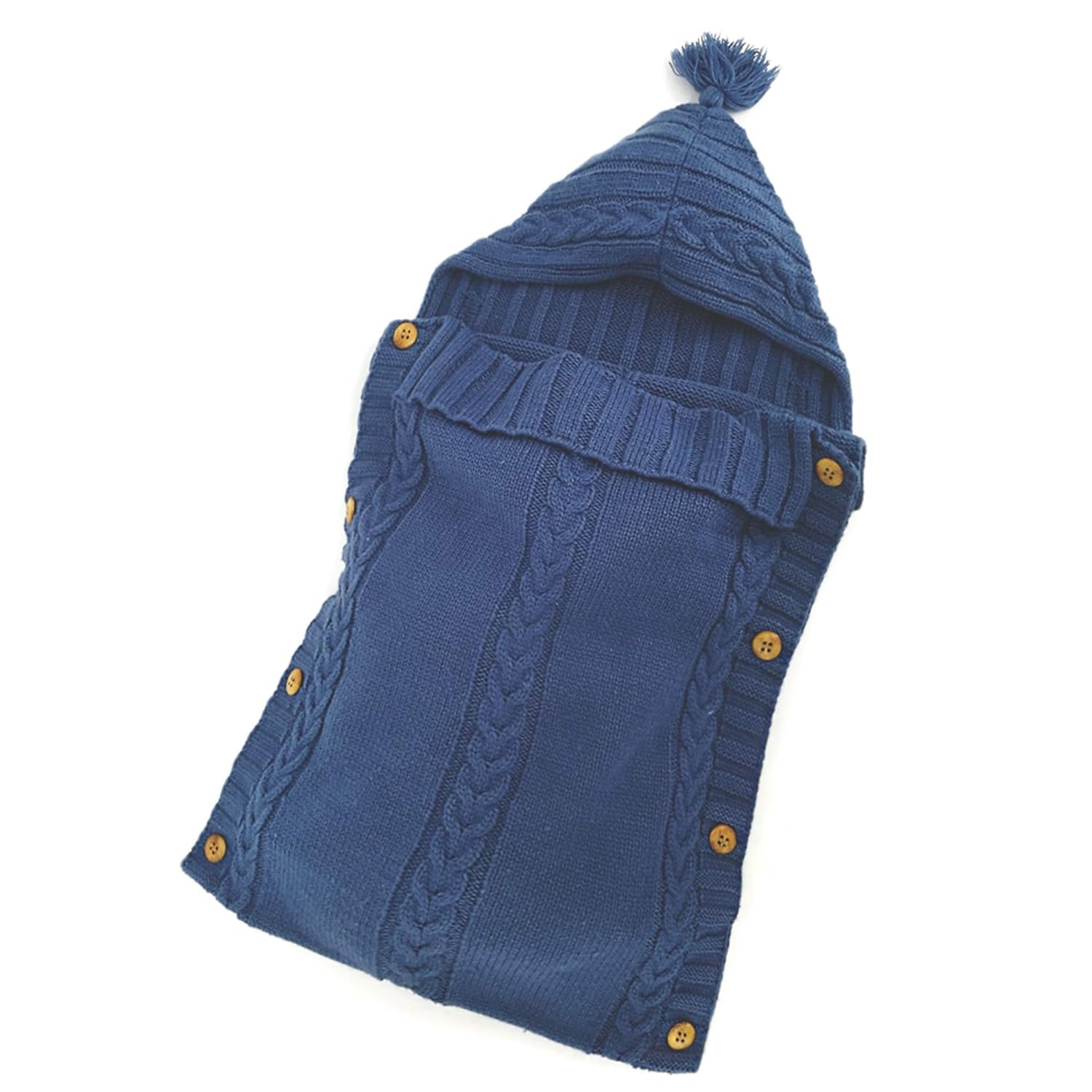 Sac de Couchage Bébé en Tricot Épais pour Nouveau-Né 0-6 Mois - Couverture d'Emmaillotage Laine avec Capuche - Cadeau de Naissance Hiver