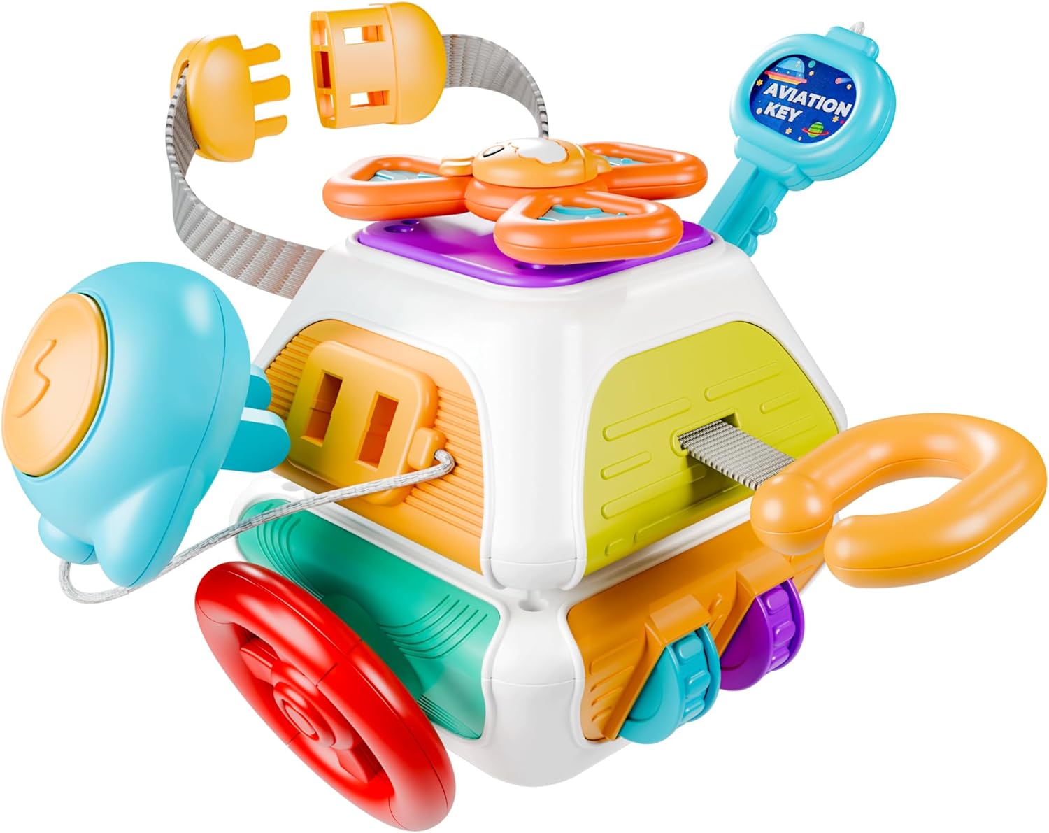 Cube de tableau d'activités bébé 10-en-1 | Jouet sensoriel Montessori de voyage pour tout-petits 6-36 mois | Cadeau d'activités éducatives King of Toys