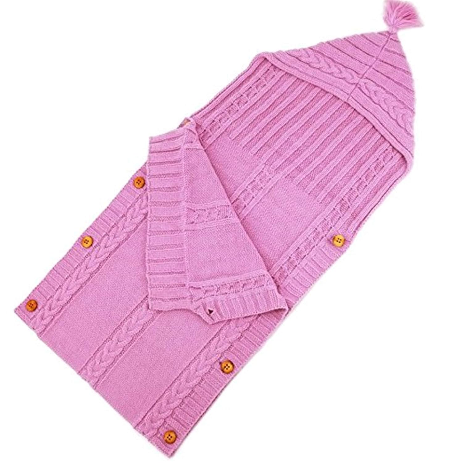 Sac de Couchage Bébé en Tricot Épais pour Nouveau-Né 0-6 Mois - Couverture d'Emmaillotage Laine avec Capuche - Cadeau de Naissance Hiver