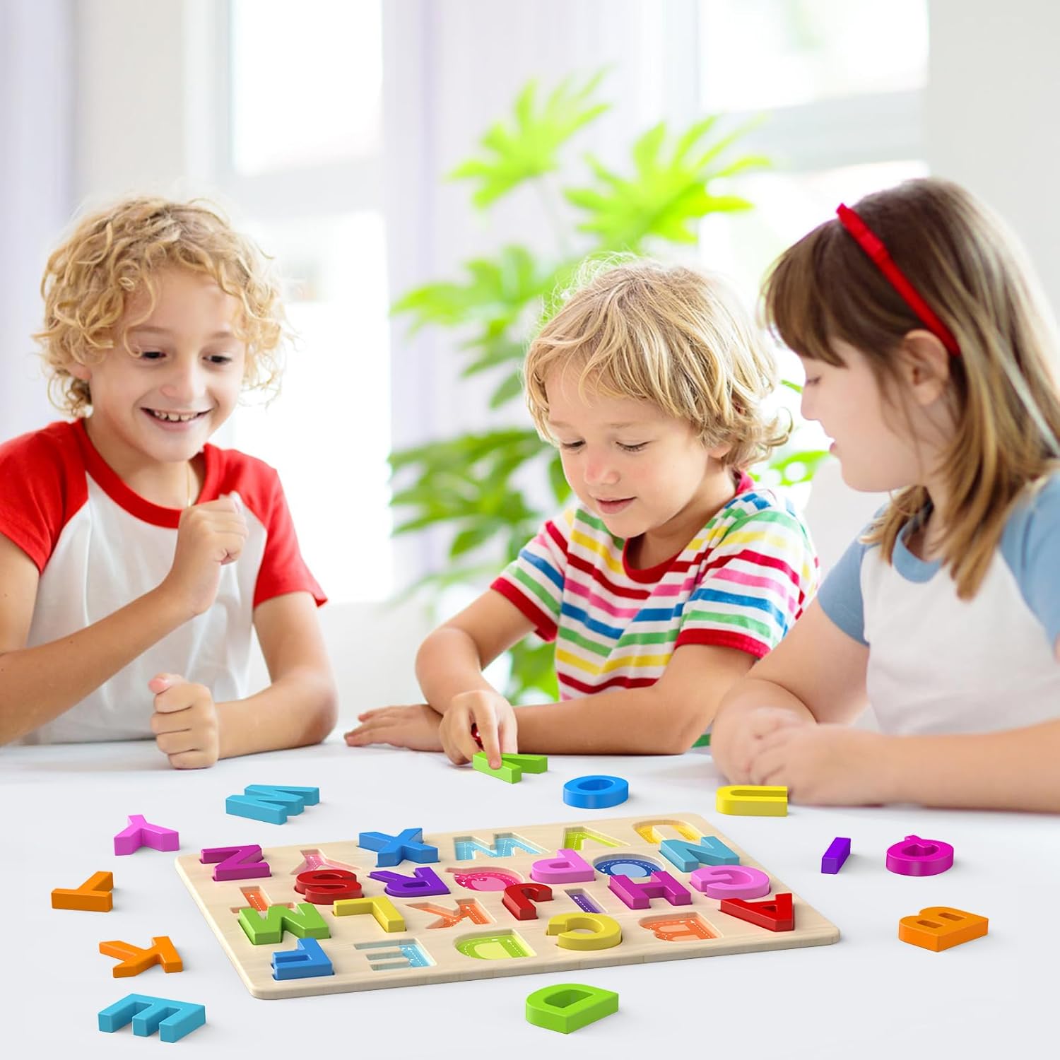Puzzle Alphabet en Bois Montessori pour Enfants 3 Ans et Plus - Jeu Éducatif des Lettres Majuscules pour Tout-Petits Garçons et Filles - Cadeau Apprentissage Préscolaire
