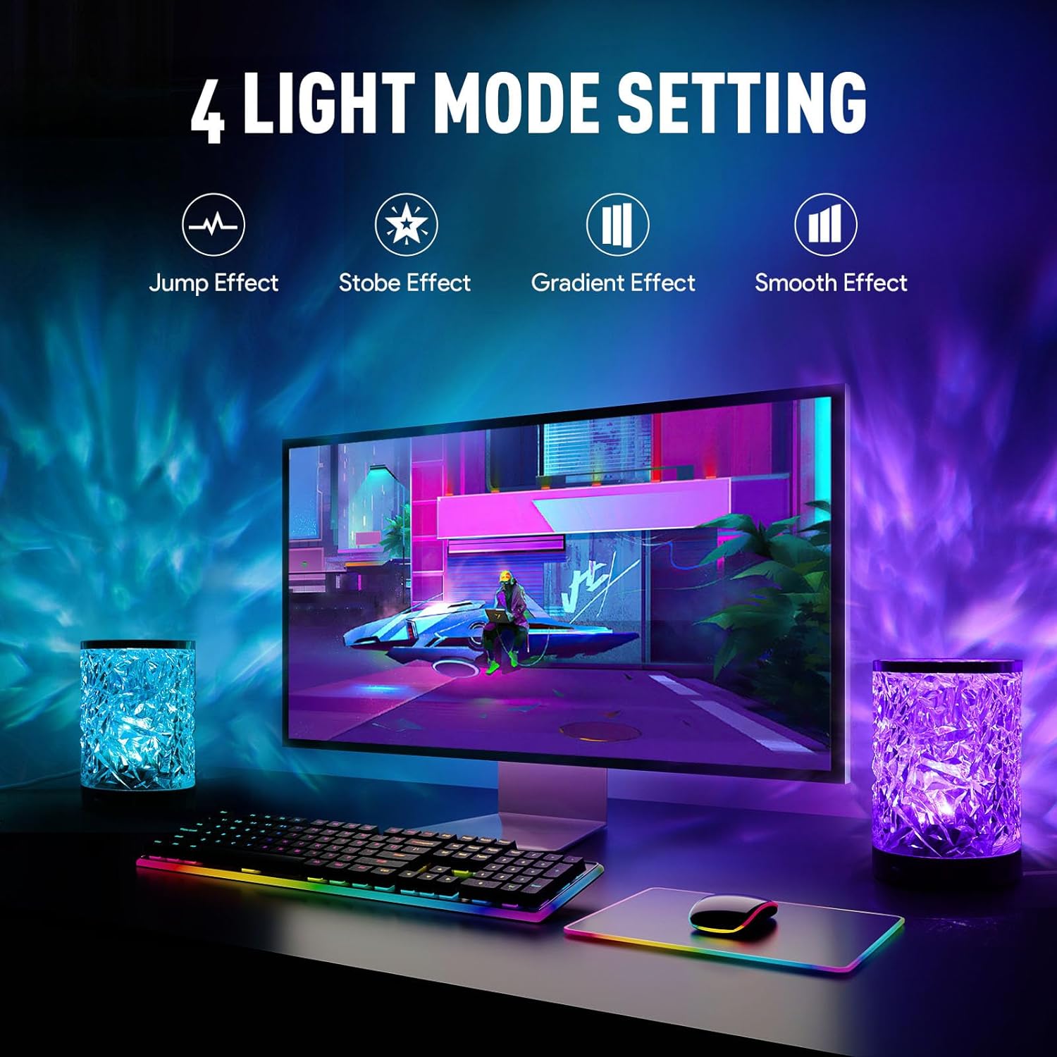 Lampe de Table Atmosphère en Cristal, Dimmable et Contrôle Tactile l RGB 16 Couleurs Speelgoed Koning