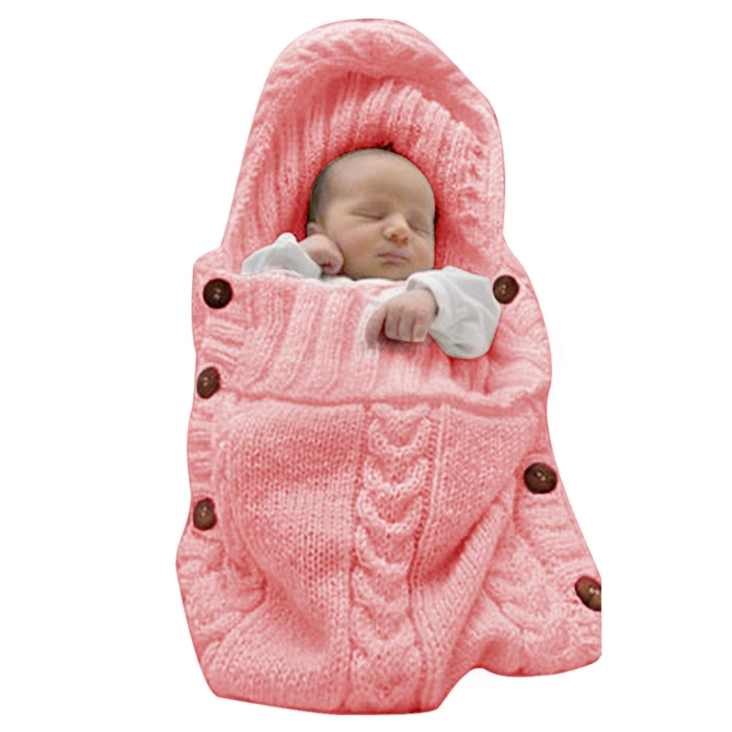Sac de Couchage Bébé en Tricot Épais pour Nouveau-Né 0-6 Mois - Couverture d'Emmaillotage Laine avec Capuche - Cadeau de Naissance Hiver