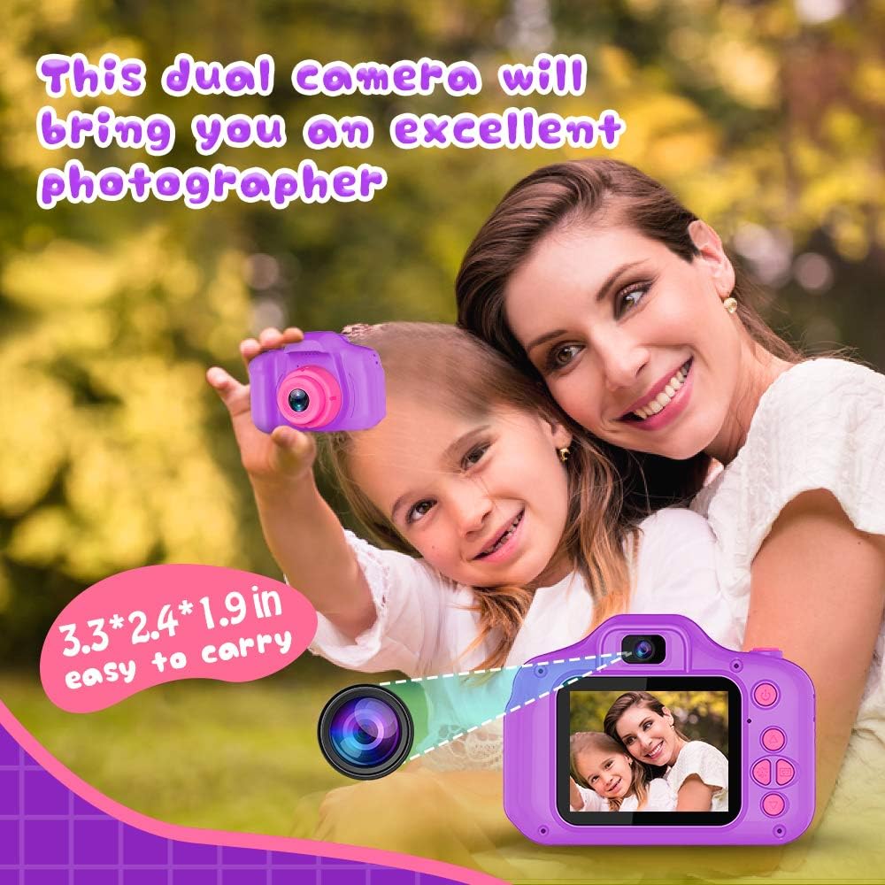 Appareil Photo Selfie HD pour Enfants | Caméra Portable avec Carte SD 32GB pour Enfants de 3-9 Ans