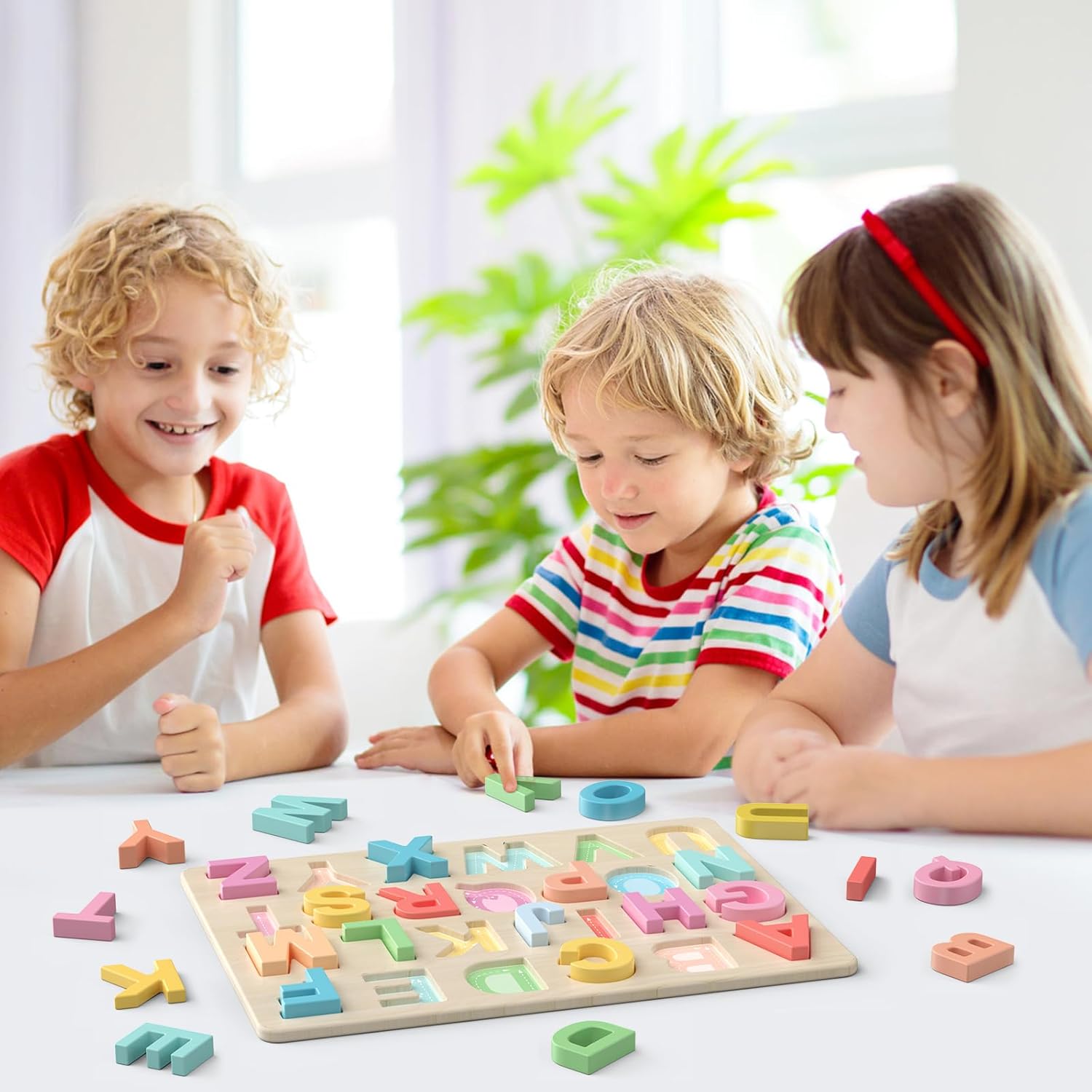 Puzzle Alphabet en Bois Montessori pour Enfants 3 Ans et Plus - Jeu Éducatif des Lettres Majuscules pour Tout-Petits Garçons et Filles - Cadeau Apprentissage Préscolaire