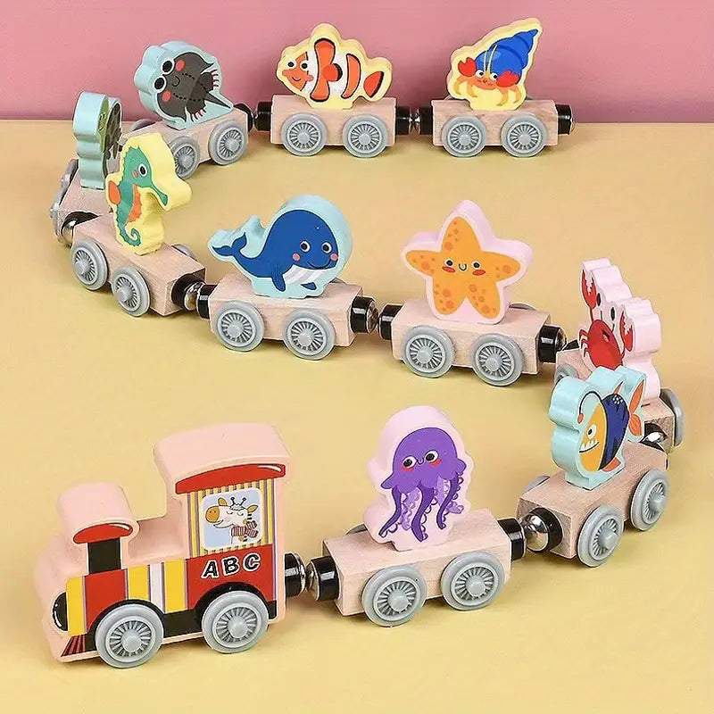 Magnetic Wooden Train Toys Trains (11 pieces) - Magnetic Toys From 1 Year Speelgoed Koning