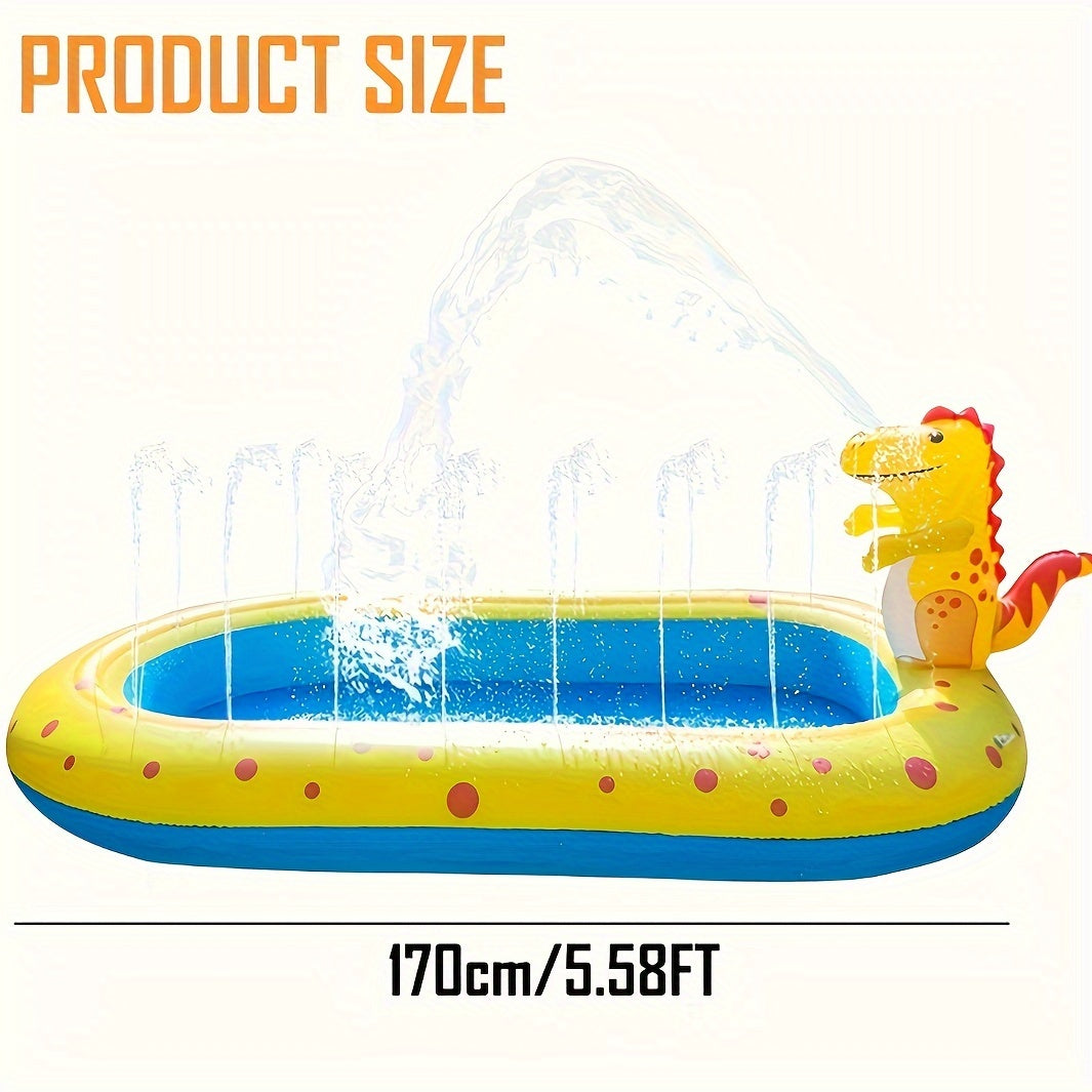 Piscine Gonflable Enfant 3-en-1 avec Dinosaure – Aire de Jeu Arroseuse Extérieure