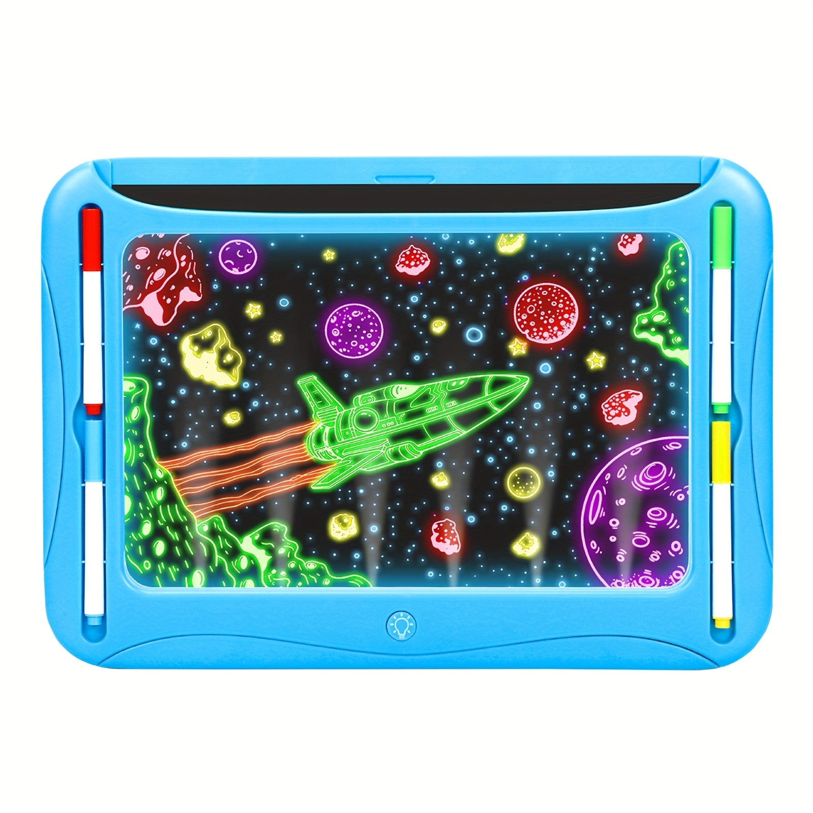 Tablette de dessin lumineuse LED | Planche à dessin magique avec 9 cartes recto-verso & 6 marqueurs – Jouet éducatif pour filles et garçons de 3 à 8 ans
