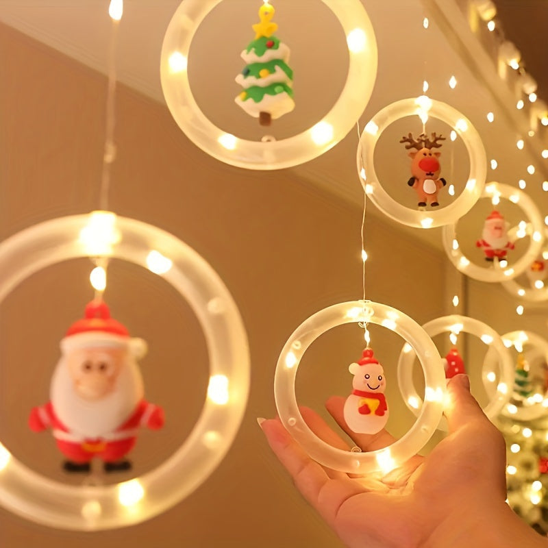 Guirlande lumineuse suspendue Père Noël | Lumière LED en forme de dessin animé pour décoration de fenêtre de Noël King of Toys