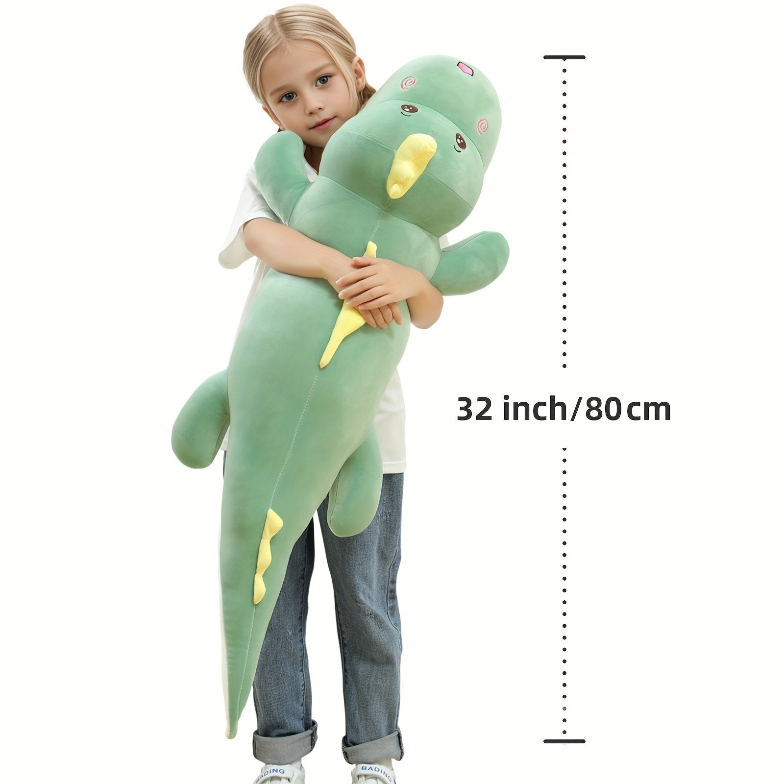 Grand Coussin en Peluche Dinosaur Hugging | Jouet en Peluche Dinosaure de 32 Pouces pour Enfants Cadeau de Noël