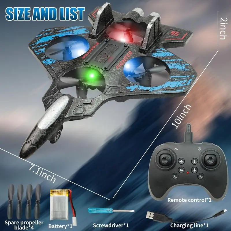 Avion RC Jet avec lumière | Avion télécommandé avec roulis à 360° pour enfants, jouets volants