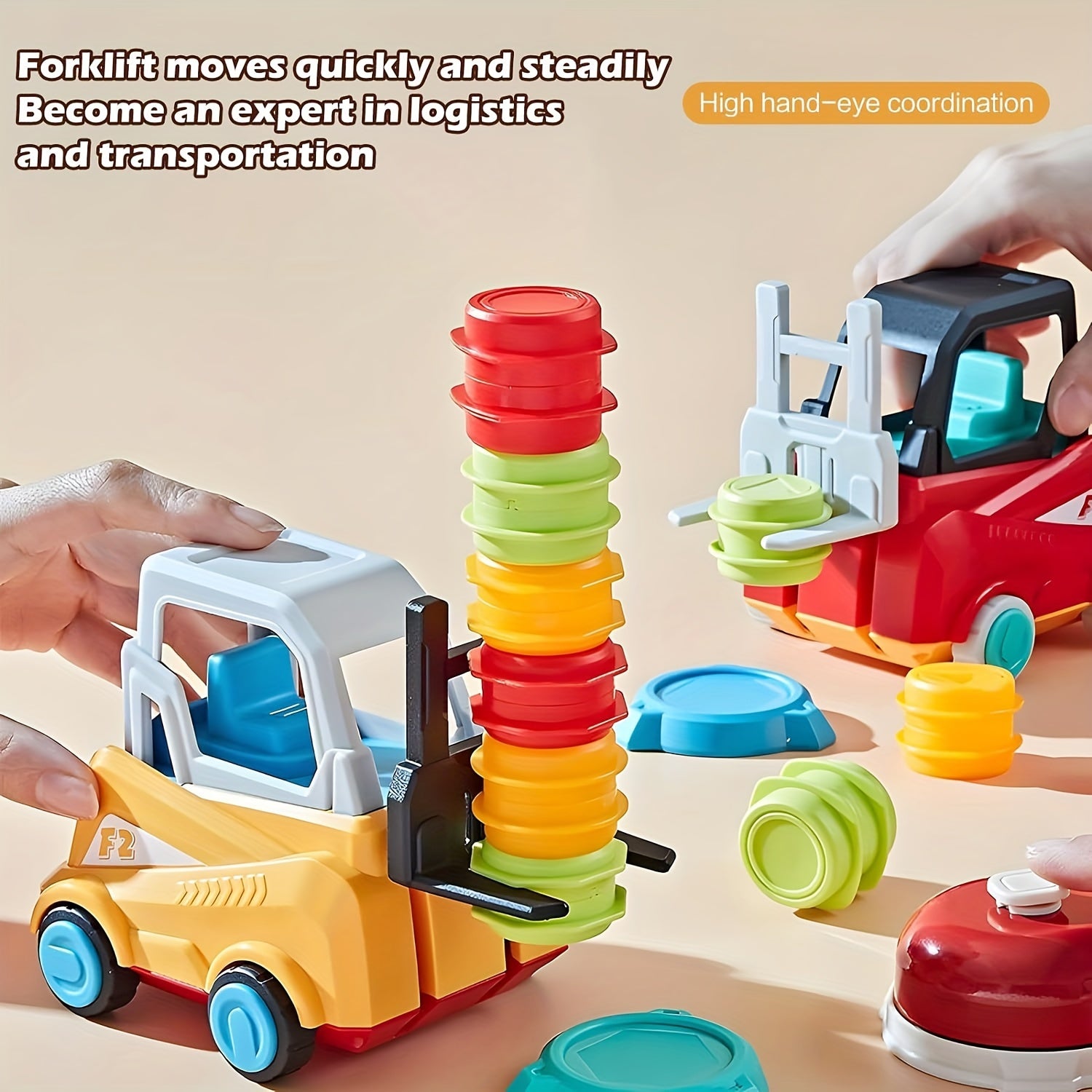 Jeu d'Empilage et Transport Chariot Élévateur pour Enfants 3 Ans et Plus - Jouet de Construction Éducatif avec Camion Minier - Stimule la Logique et la Motricité Fine