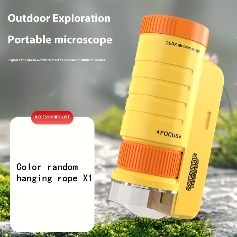 Microscope 200X HD pour Enfants – Jouet Scientifique Éducatif pour Explorations à la Maison