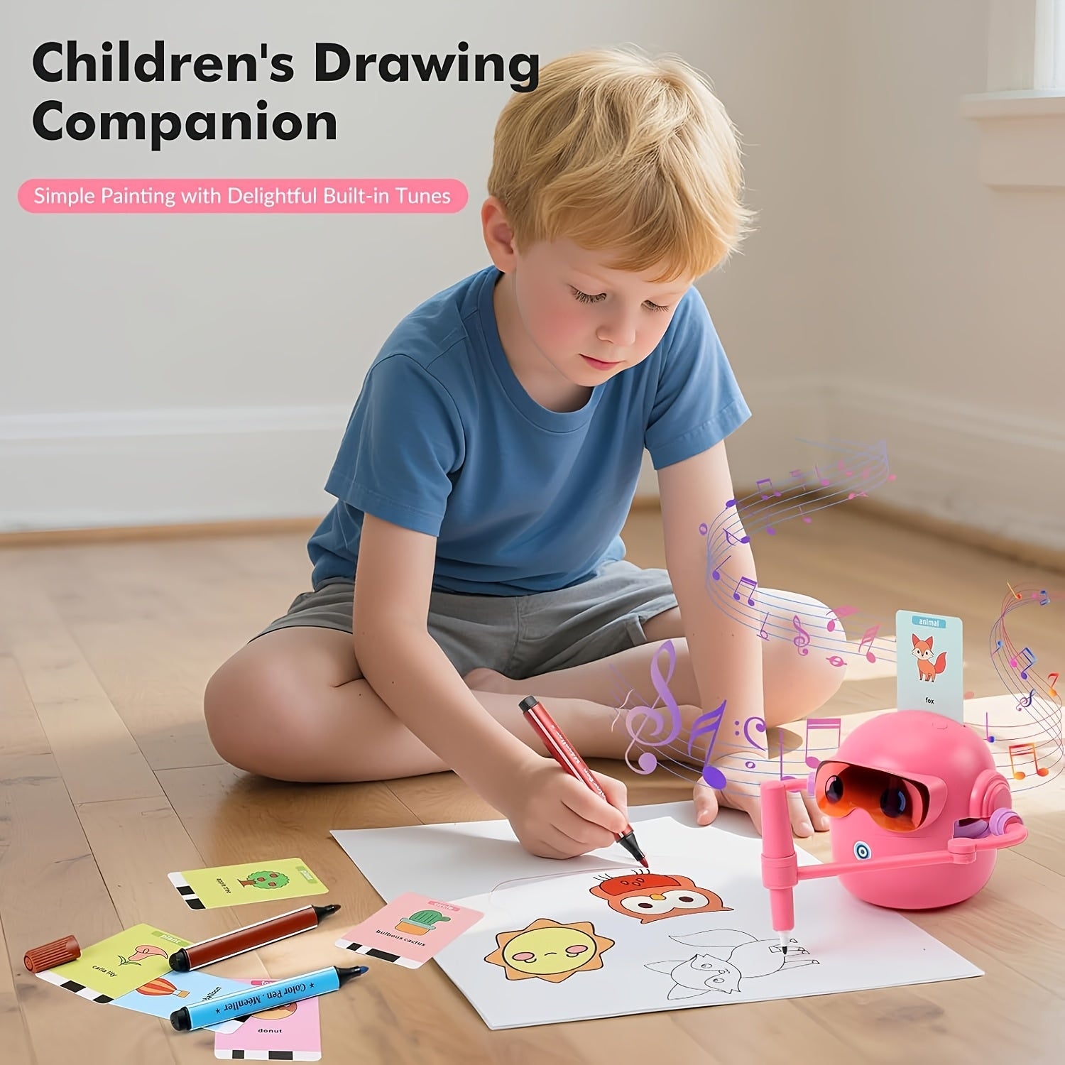 Robot Dessinateur Éducatif Intelligent pour Enfants 3 Ans et Plus - Machine à Dessiner Automatique avec 100 Cartes d'Apprentissage - Cadeau STEM Garçons Filles