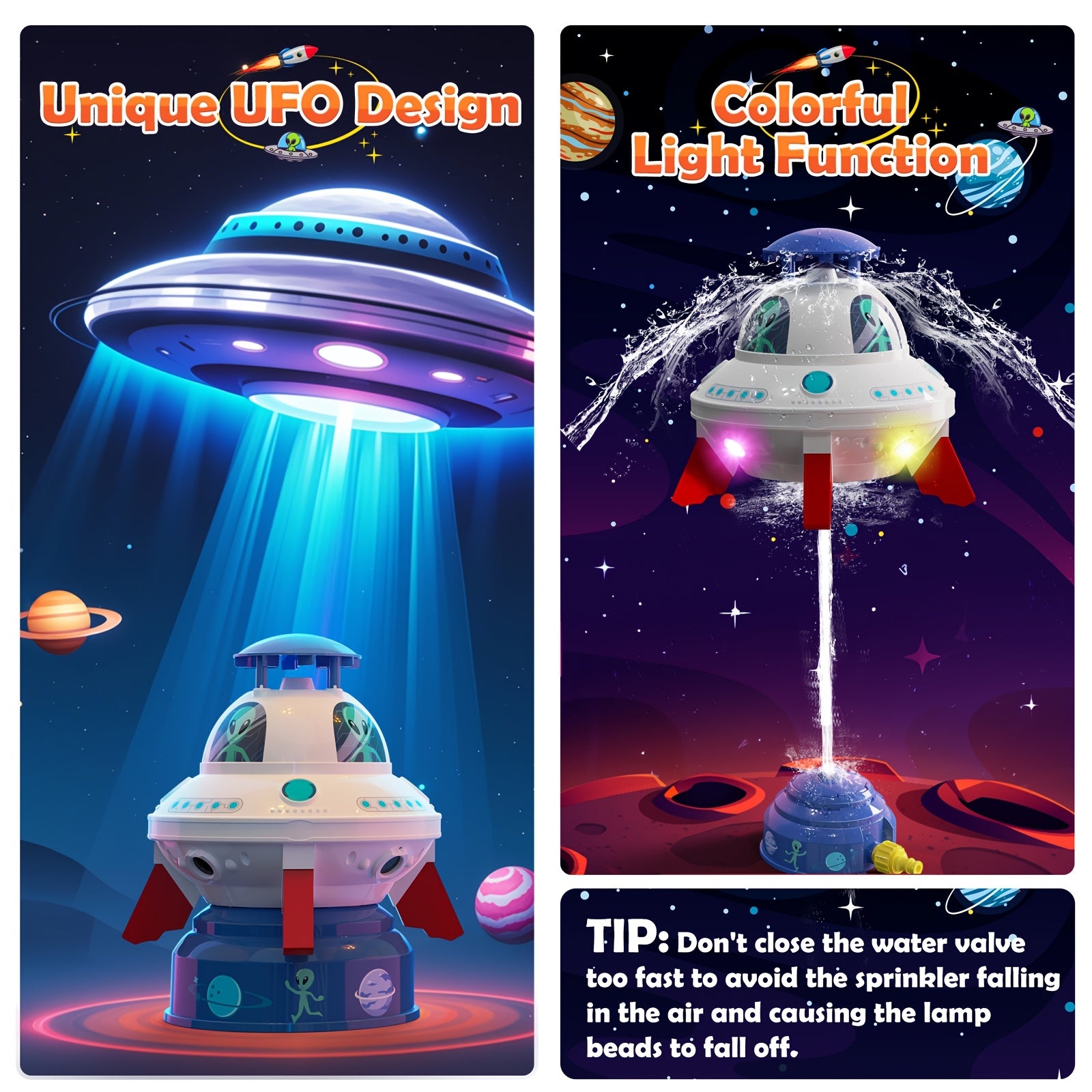Arroseur Volant Skirfy UFO – Jouet d’Eau Estival Lumineux pour Jardin, Enfants 3–8 Ans