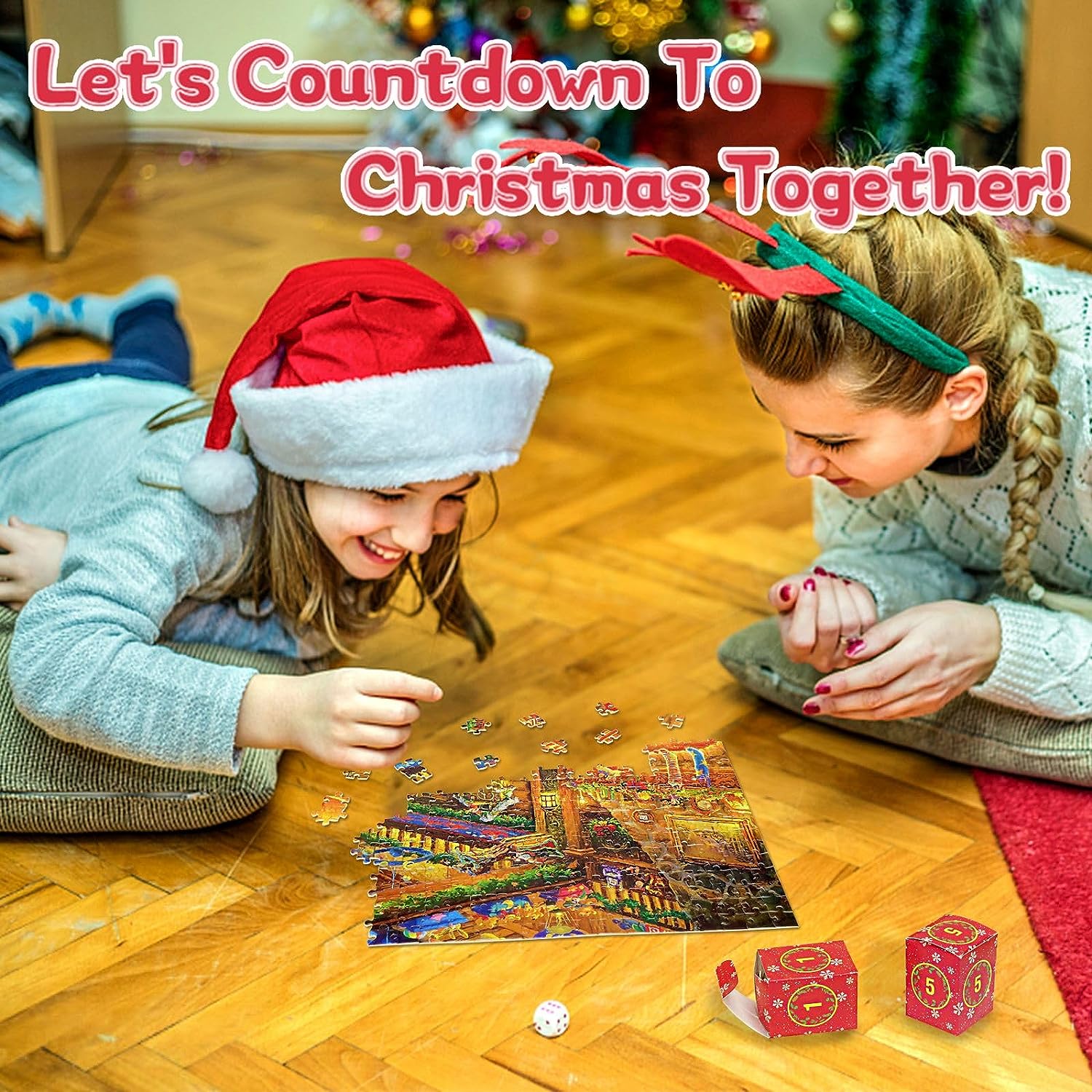 Calendrier de l'Avent Puzzle de Noël | Puzzle de 1008 Pièces, Calendrier de l'Avent de 24 Jours pour Enfants et Adultes King of Toys