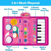 2 en 1 Piano Clavier pour Bébé Filles & Tapis de Batterie avec Baguettes - Jouets Musicaux d'Éveil Sensoriel Speelgoed Koning