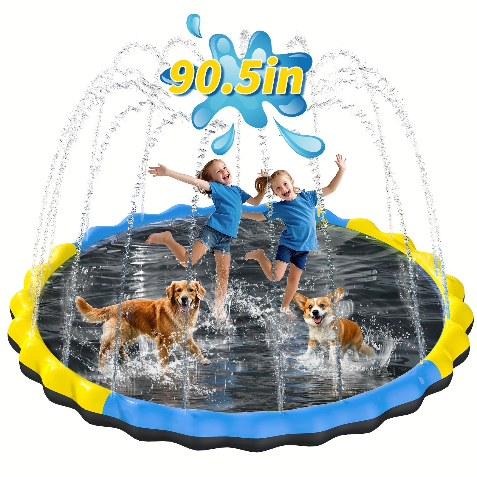 Tapis de Jeu Arroseur Antidérapant 170 cm pour Enfants & Chiens – Fontaine Centrale pour Été