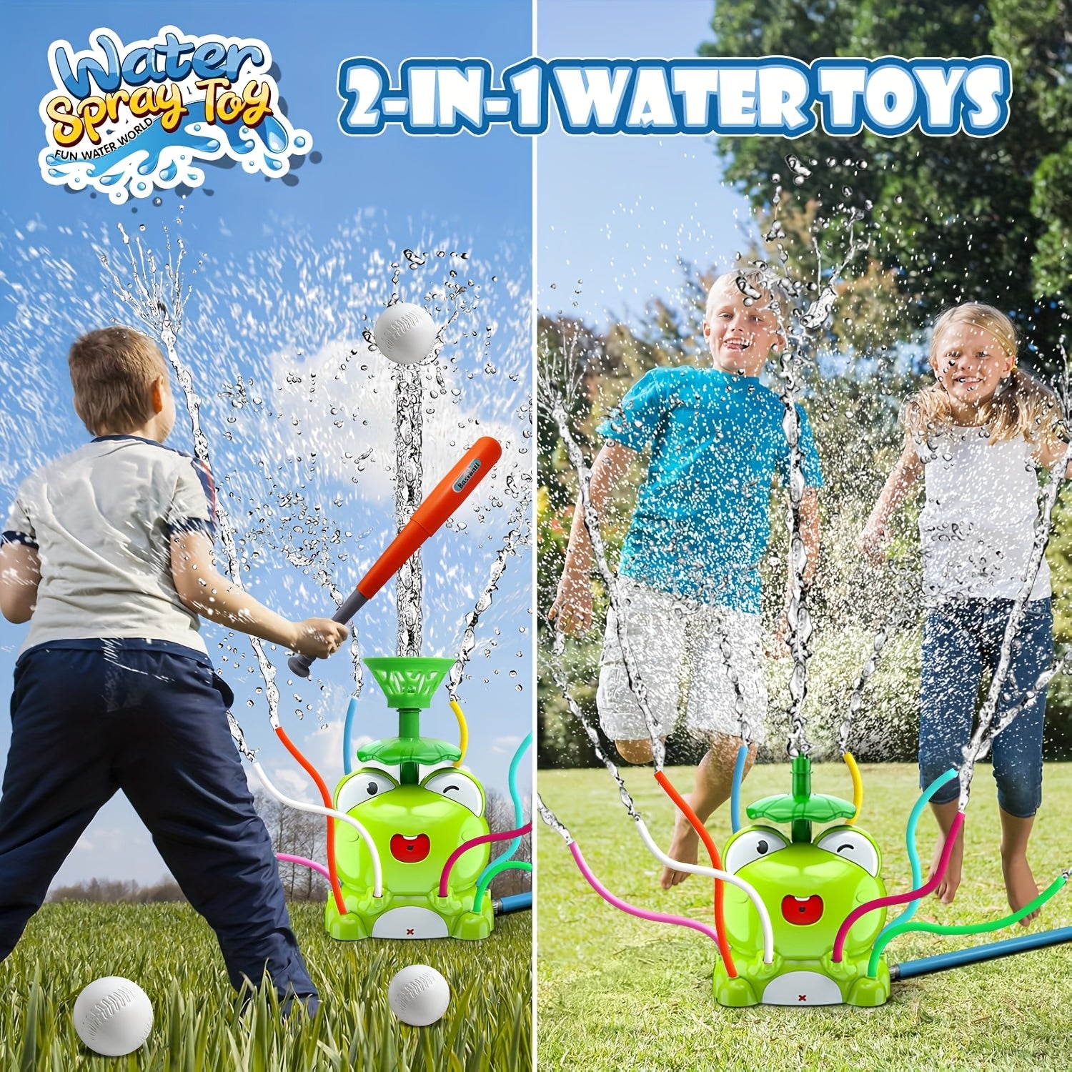 Jouet Baseball Arroseur d’Eau – Jeu d’Été Extérieur pour Enfants, Se Connecte au Tuyau pour des Heures de Plaisir