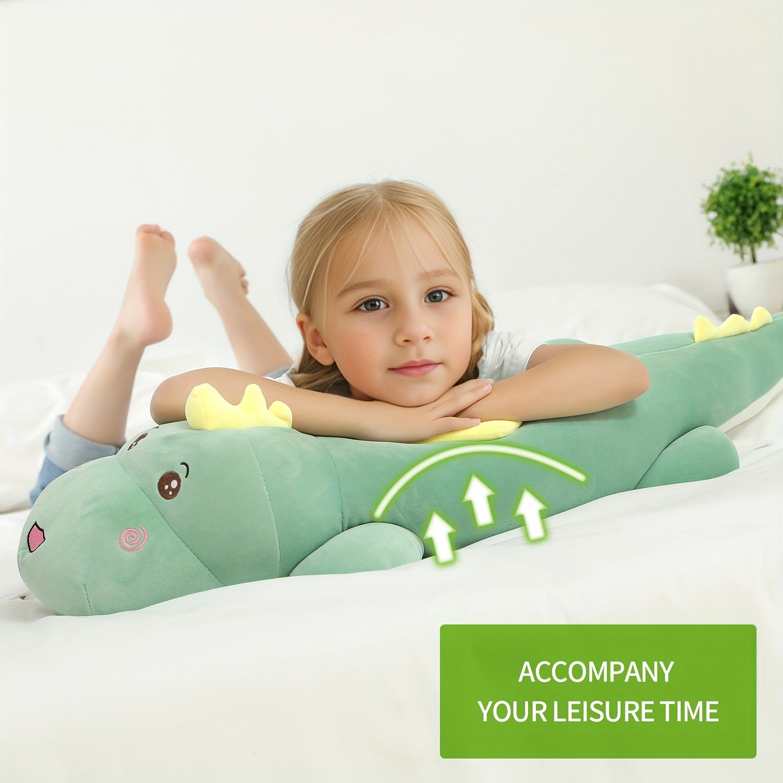 Grand Coussin en Peluche Dinosaur Hugging | Jouet en Peluche Dinosaure de 32 Pouces pour Enfants Cadeau de Noël