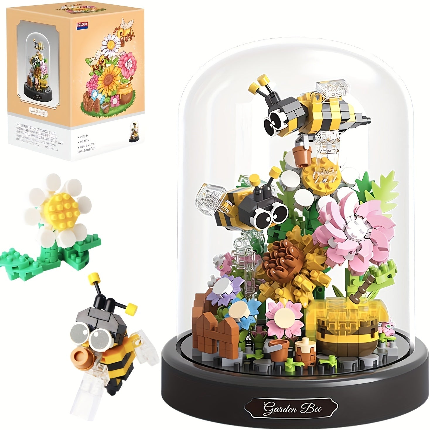 GardenBee Set de 588pcs Fleurs à Construire – Kit Mini Briques ABS avec Abeille & Papillon, Cadeau Idéal