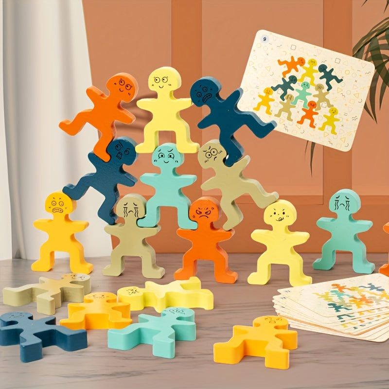 Blocs d'empilage en bois colorés - Jeu d'équilibre vibrant pour enfants, améliore la motricité fine et la concentration, parfait pour Noël et Thanksgiving King of Toys