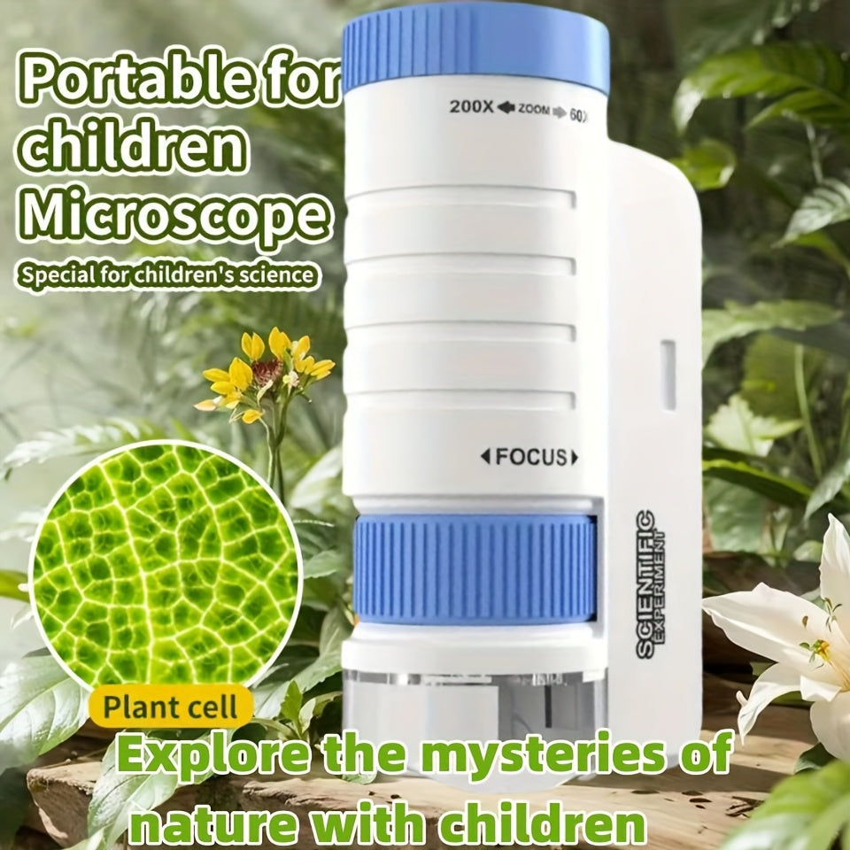 Microscope 200X HD pour Enfants – Jouet Scientifique Éducatif pour Explorations à la Maison