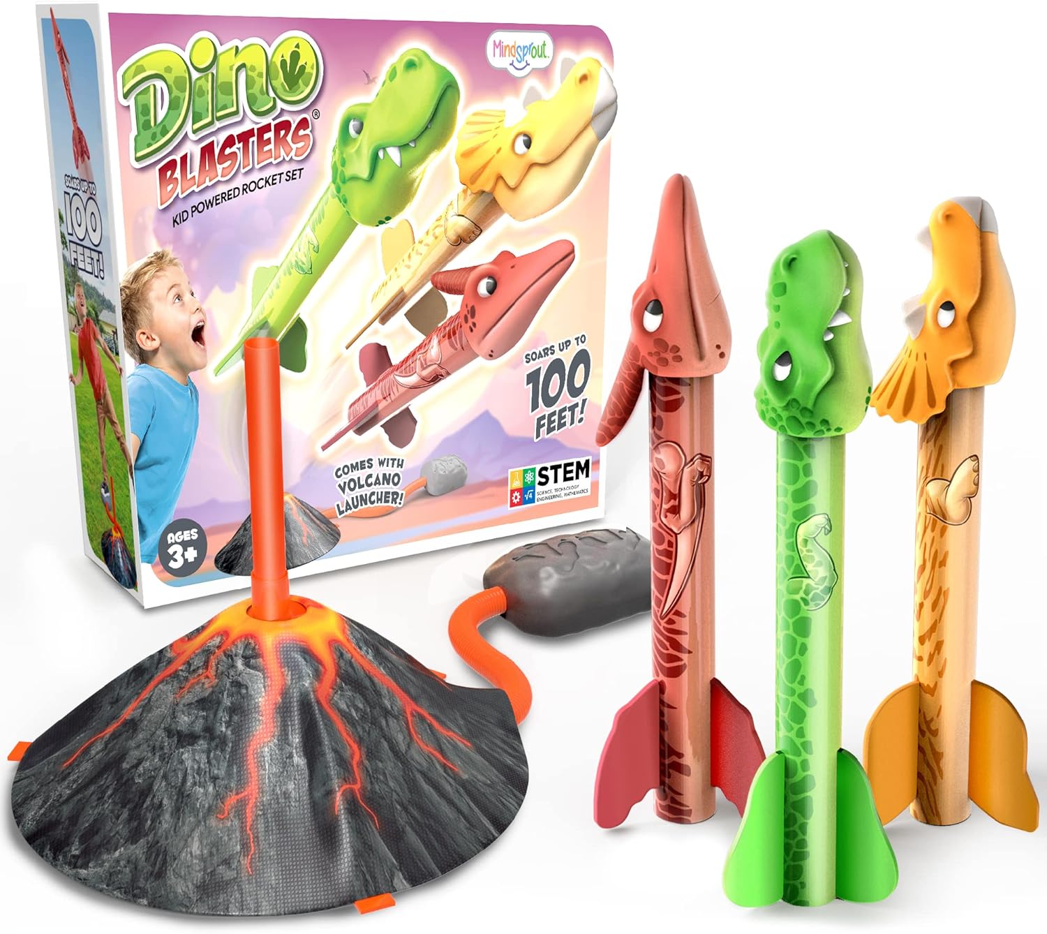 Lanceur de fusée Dino pour enfants - Jouets d'extérieur 2 ans