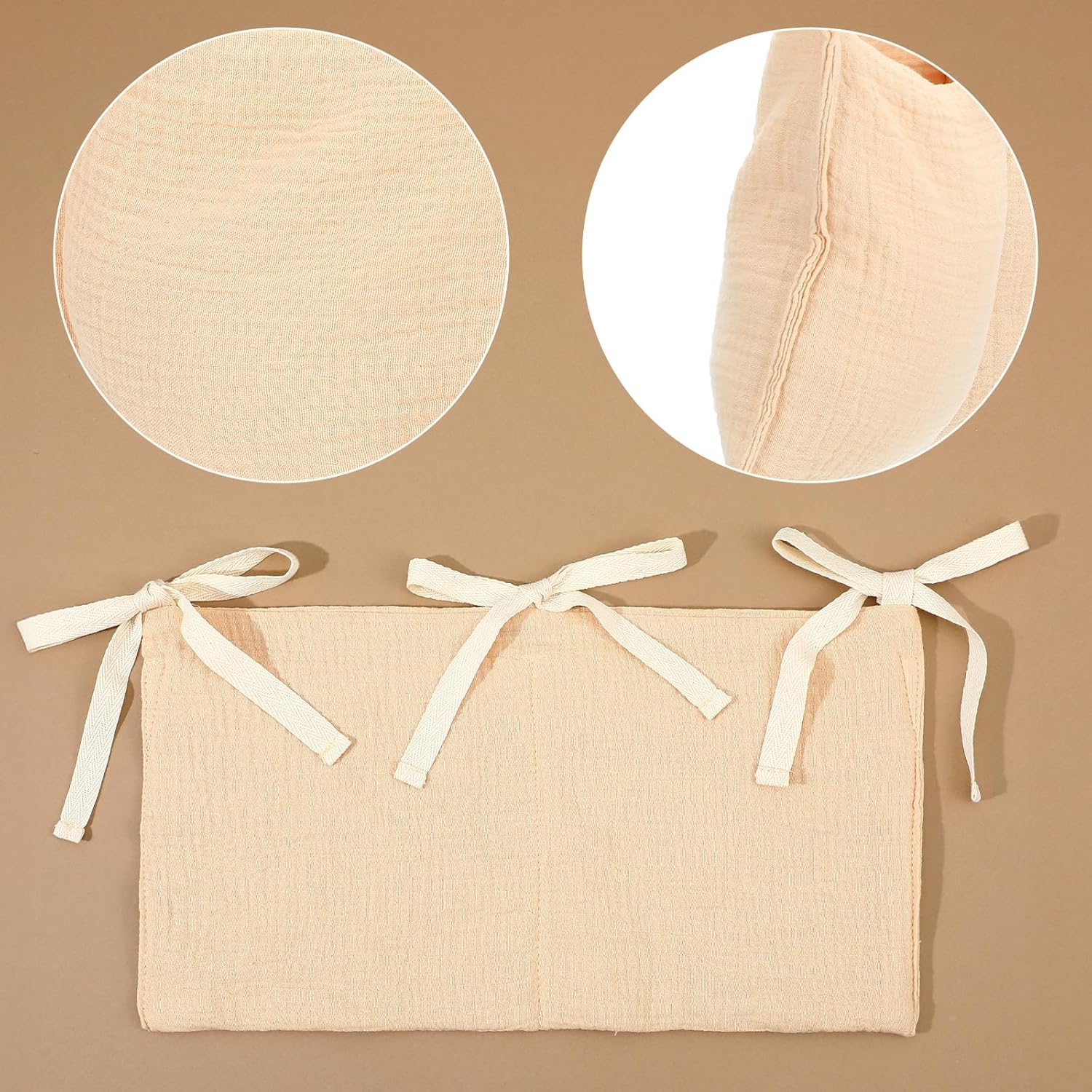 Sac de Rangement Suspendu pour Lit Bébé | Organisateur de Couches en Coton avec 2 Poches – Rangement pour Biberons, Jouets et Vêtements