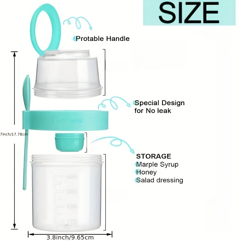 Gobelet Portable 2-en-1 pour Céréales et Salades - Récipient Hermétique pour Yaourt et Granola avec Cuillère - Idéal Déjeuner et Voyage